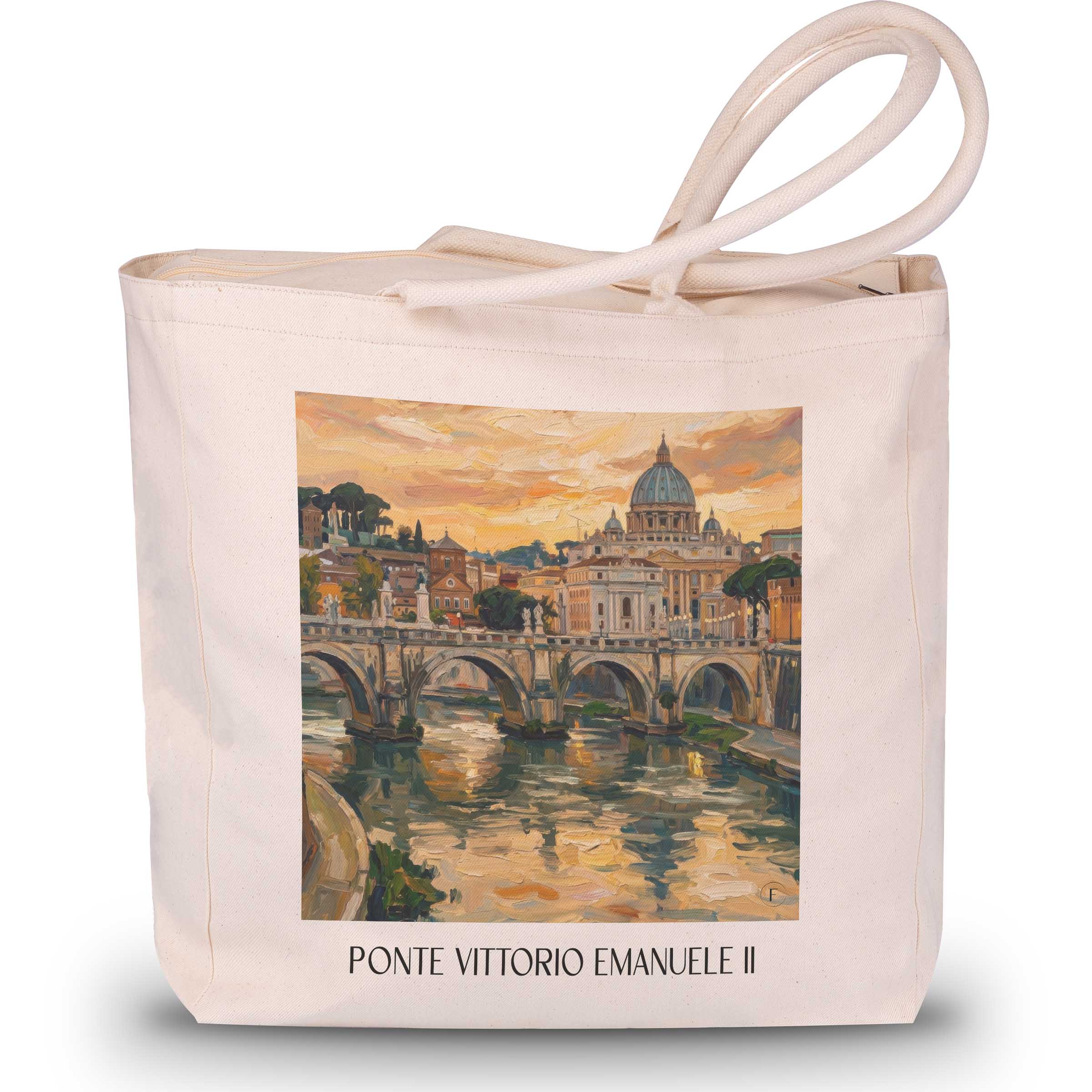 Ponte Vittorio Emanuele II Shopping Tasche - Rom - Italien Tote Bag - Einkaufstasche im Ölgemälde Stil
