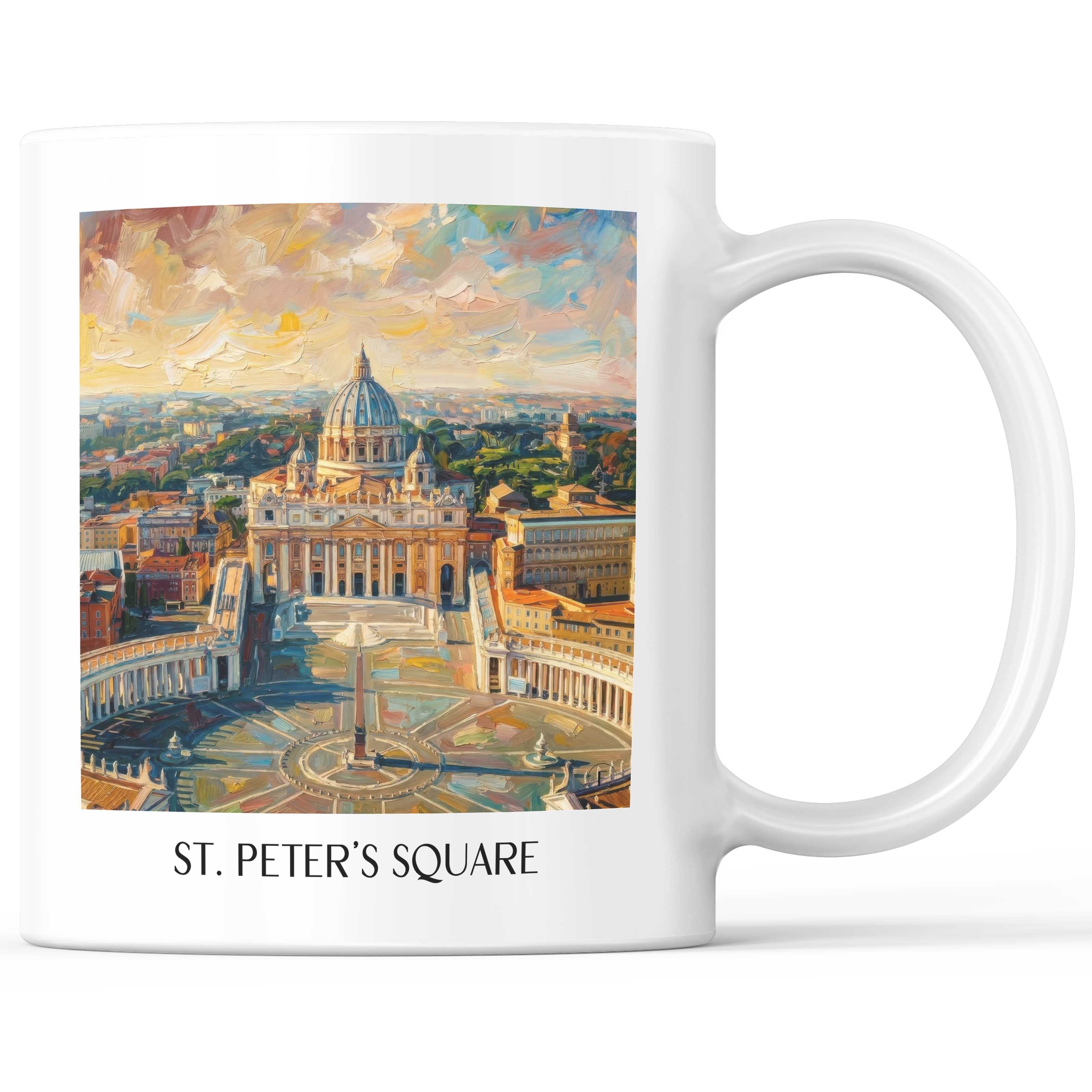 Petersplatz Kaffeebecher - Vatikanstadt - Italien Becher - Kaffeetasse im Ölgemälde Stil