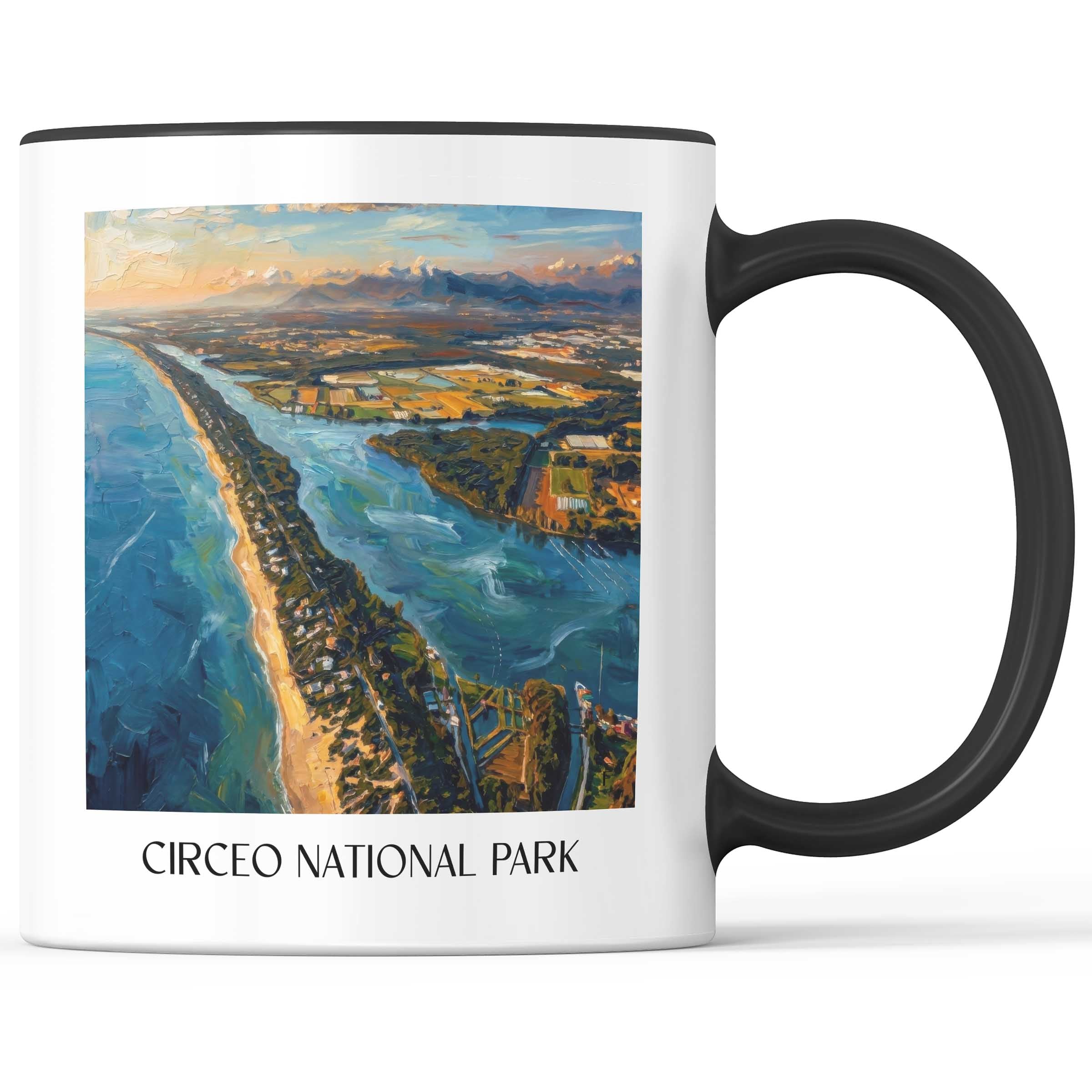 Nationalpark Circeo Kaffeebecher - Latium - Italien Becher - Kaffeetasse im Ölgemälde Stil