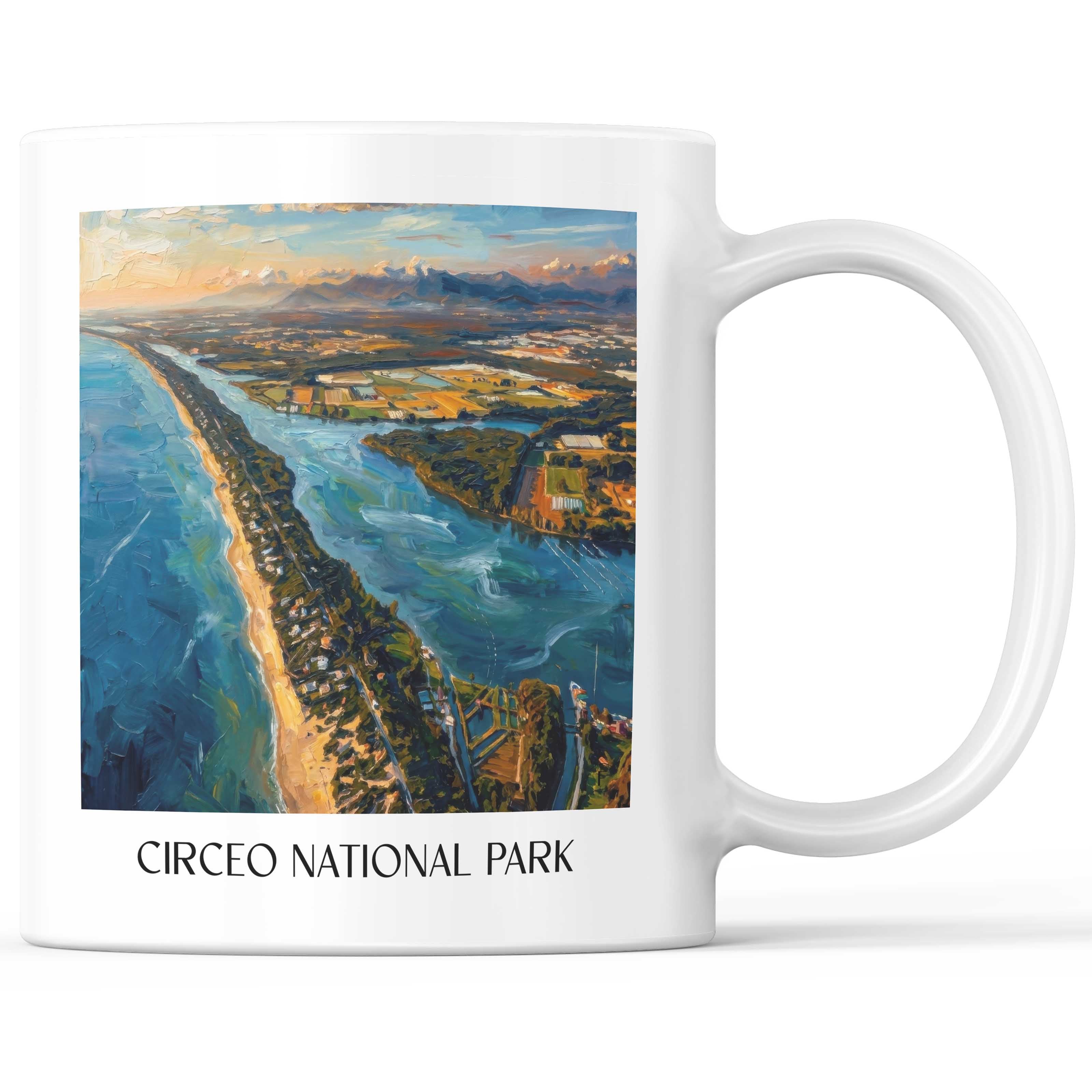Nationalpark Circeo Kaffeebecher - Latium - Italien Becher - Kaffeetasse im Ölgemälde Stil