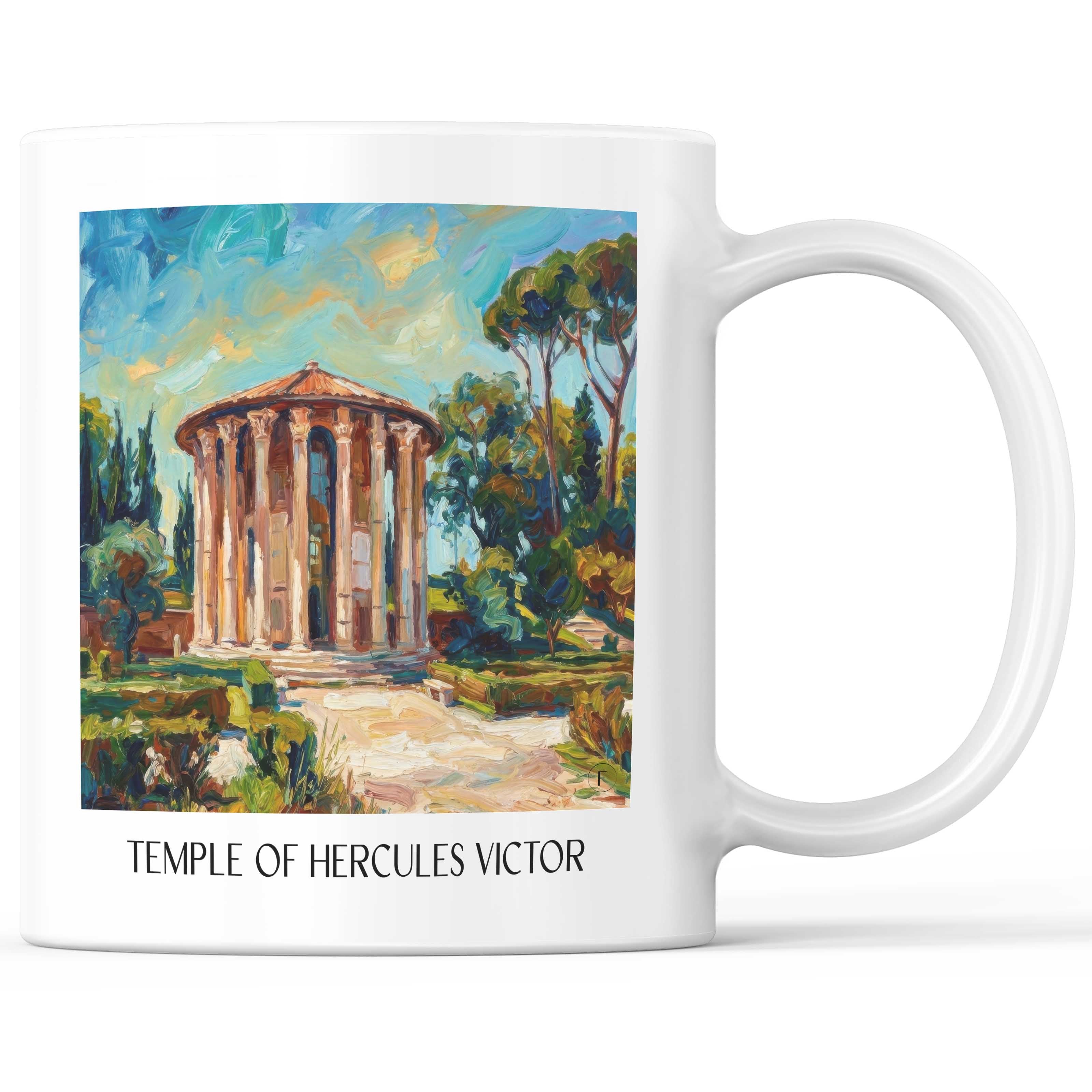 Tempel des Hercules Victor Kaffeebecher - Rom - Italien Becher - Kaffeetasse im Ölgemälde Stil