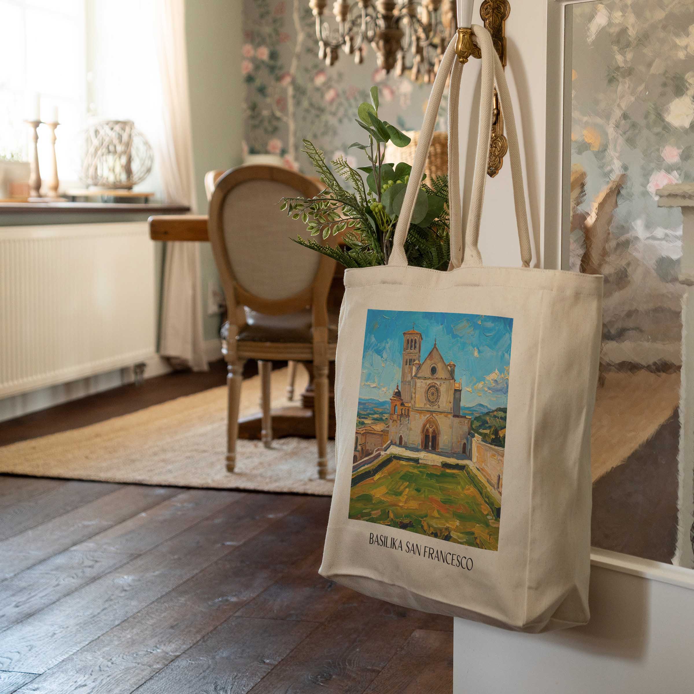 basilika-san-francesco-assisi-italien-einkaufstasche-oil-painting-oelgemaelde