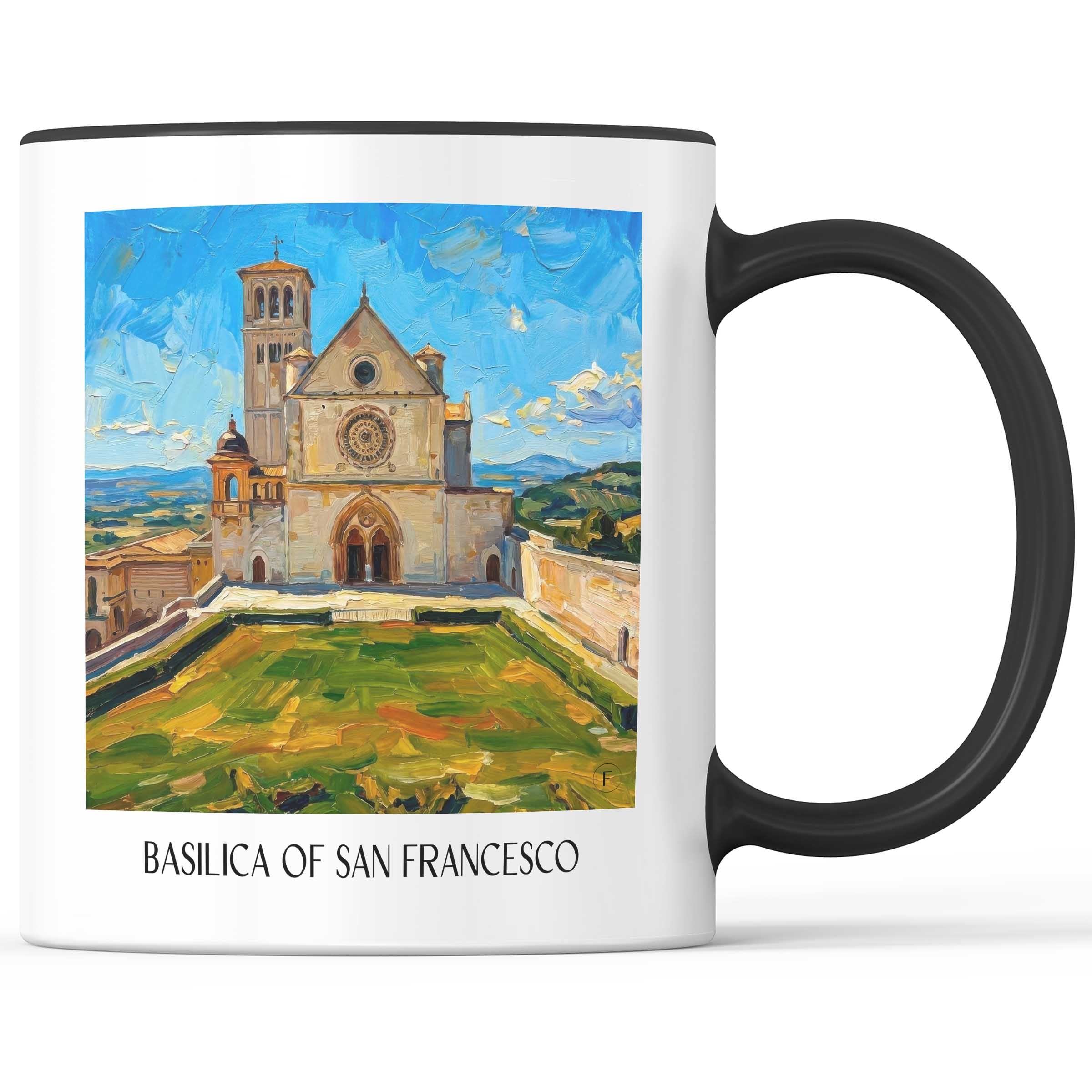 Basilika San Francesco Kaffeebecher - Assisi - Italien Becher - Kaffeetasse im Ölgemälde Stil
