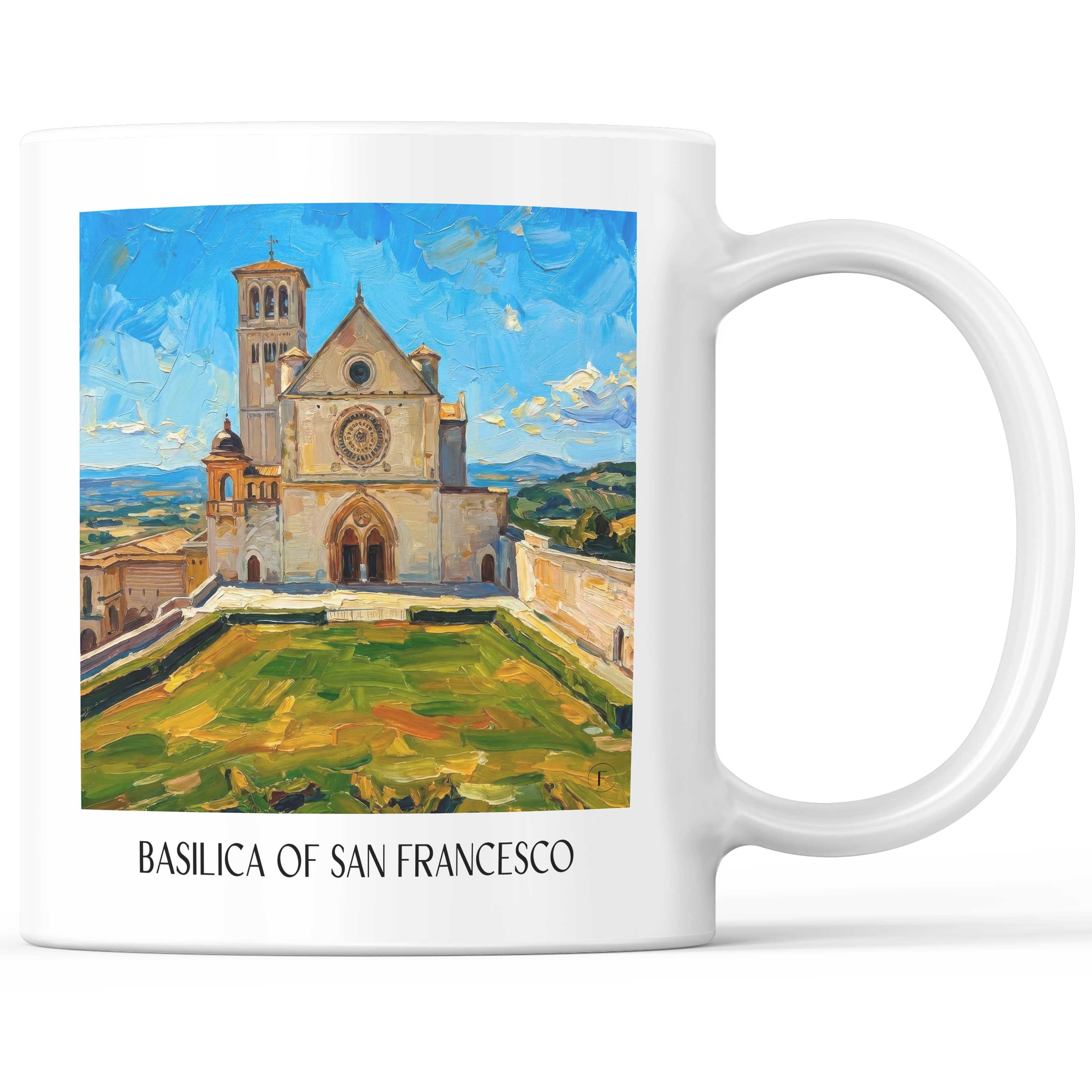 Basilika San Francesco Kaffeebecher - Assisi - Italien Becher - Kaffeetasse im Ölgemälde Stil