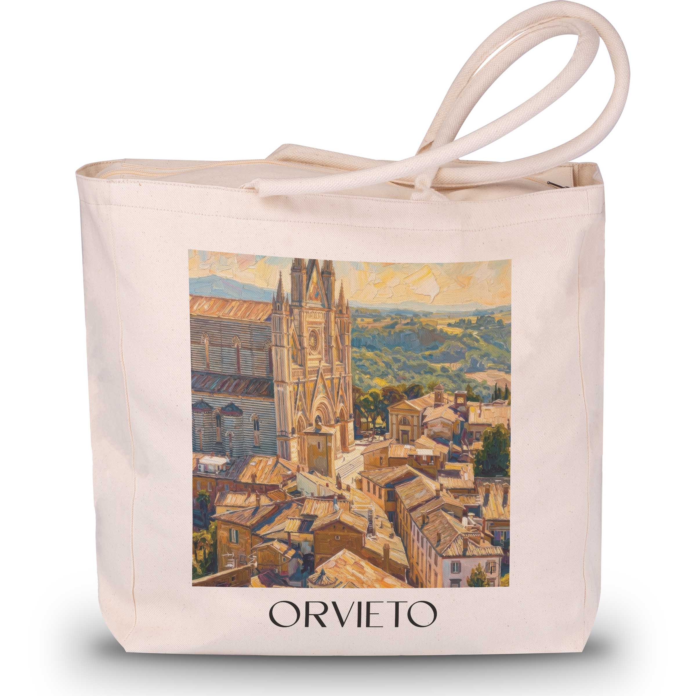 Orvieto Shopping Tasche - Umbrien - Italien Tote Bag - Einkaufstasche im Ölgemälde Stil