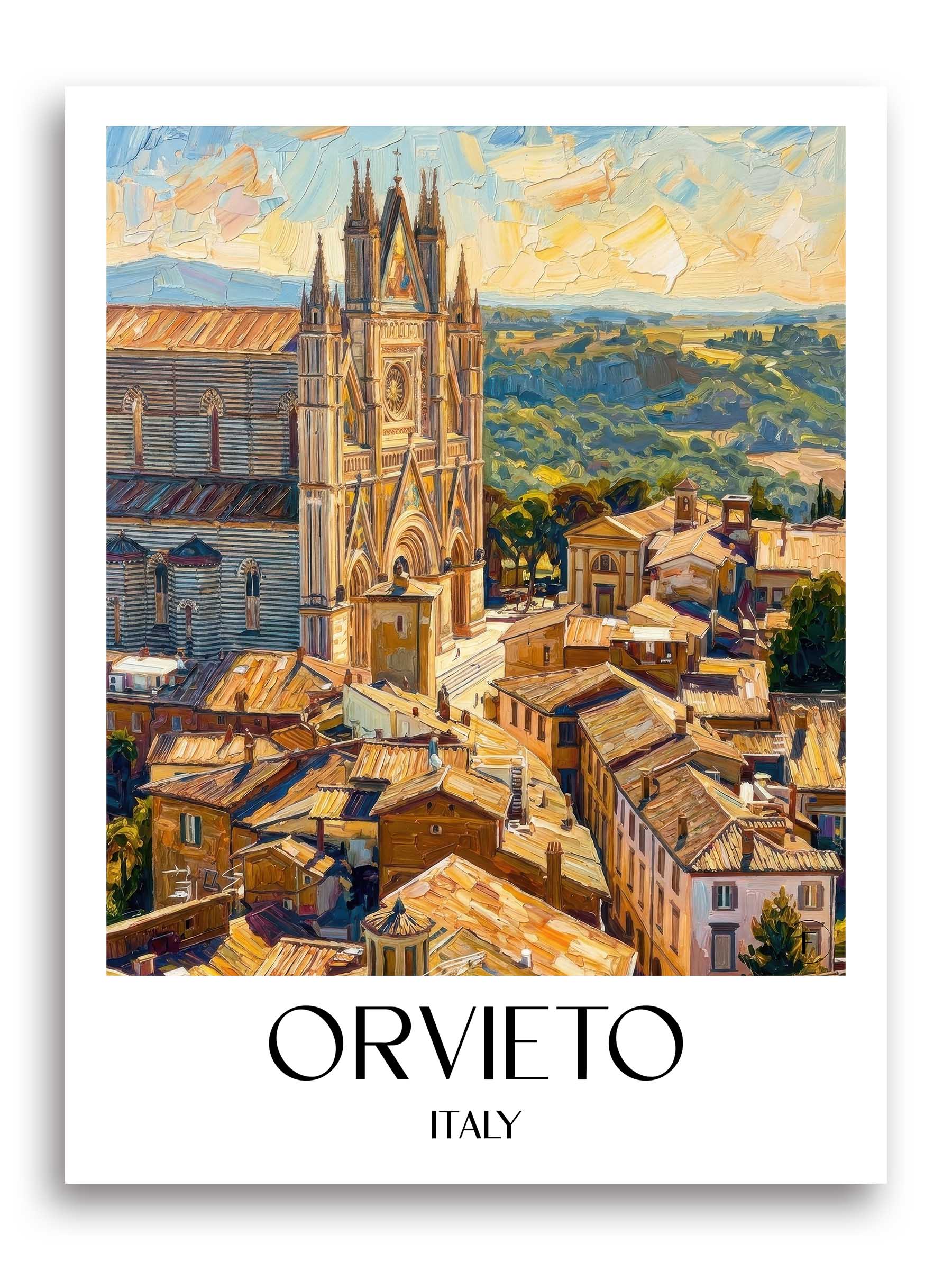 Orvieto Poster - Umbrien - Italien Kunstdruck - Ölgemälde von A4 bis A1
