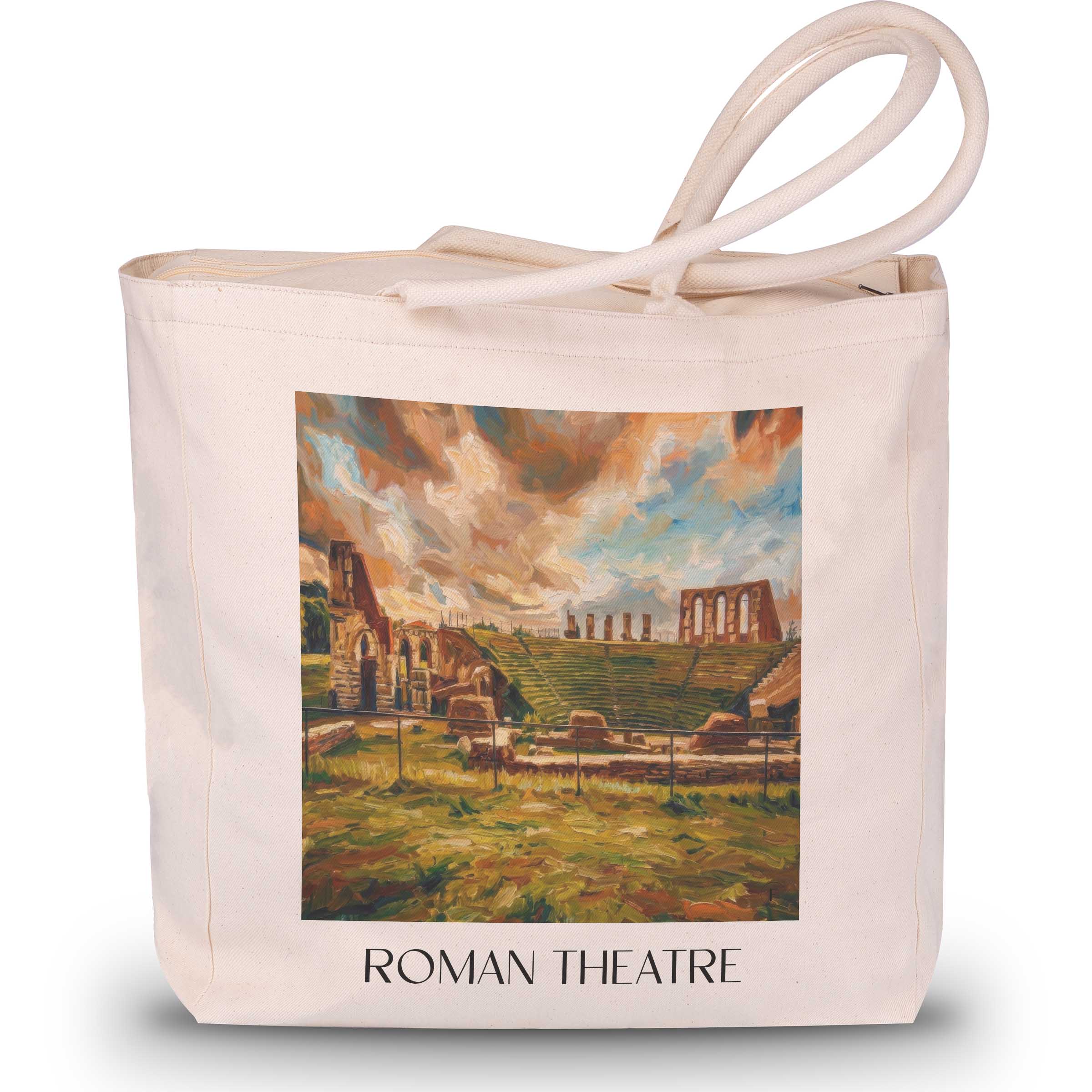 Römisches Theater Shopping Tasche - Gubbio - Italien Tote Bag - Einkaufstasche im Ölgemälde Stil