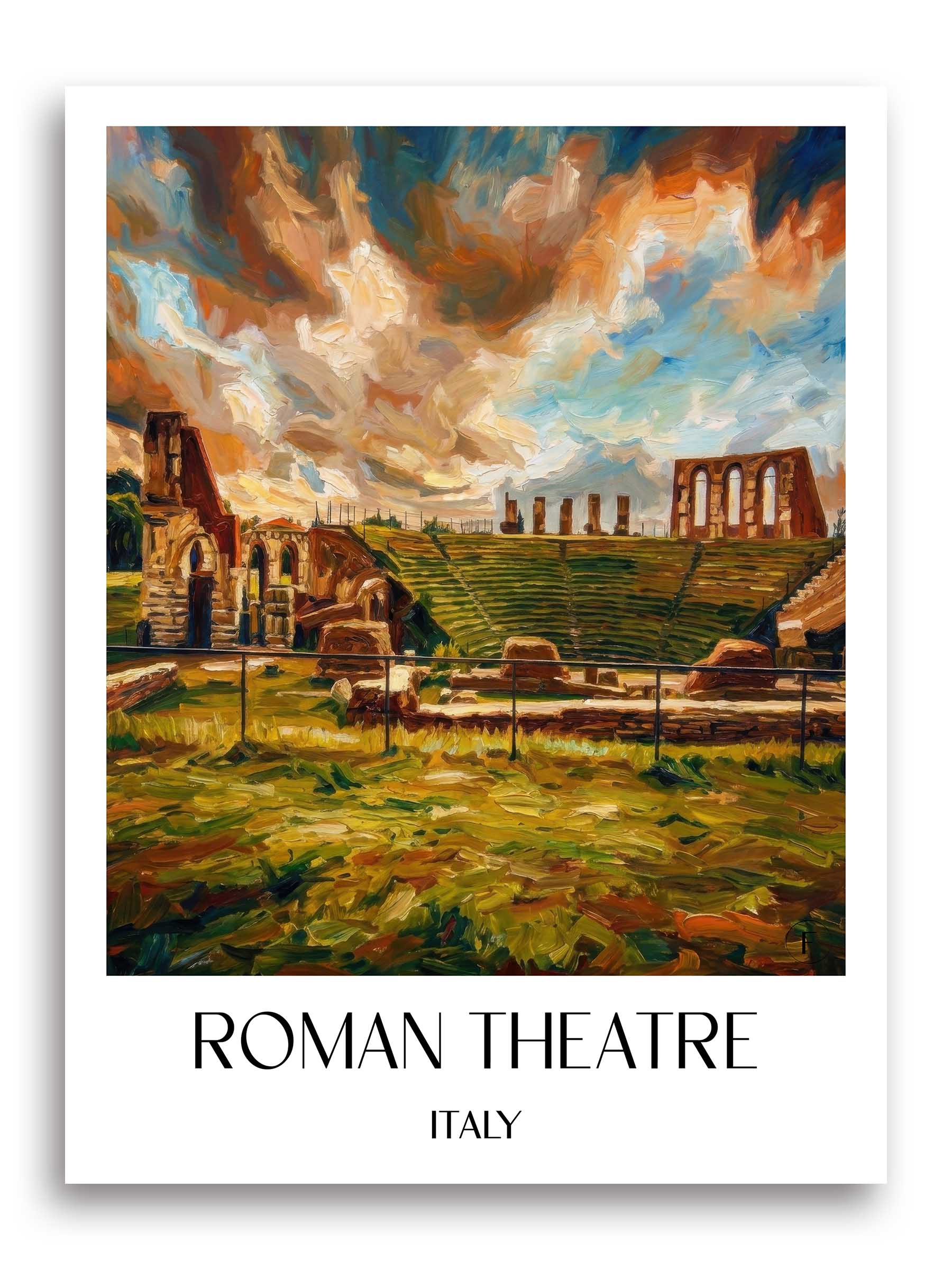 Römisches Theater Poster - Gubbio - Italien Kunstdruck - Ölgemälde von A4 bis A1
