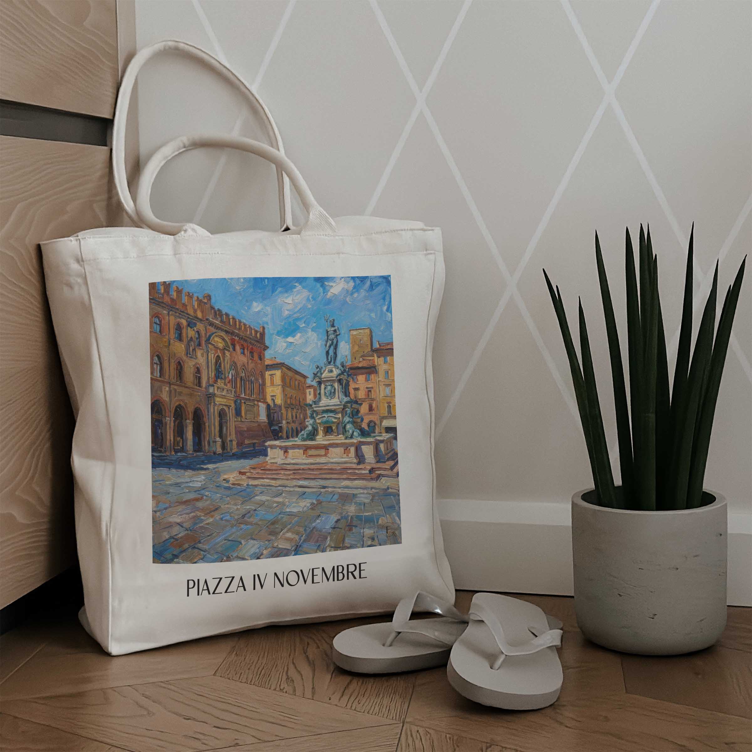 piazza-iv-novembre-perugia-italien-einkaufstasche-oil-painting-oelgemaelde