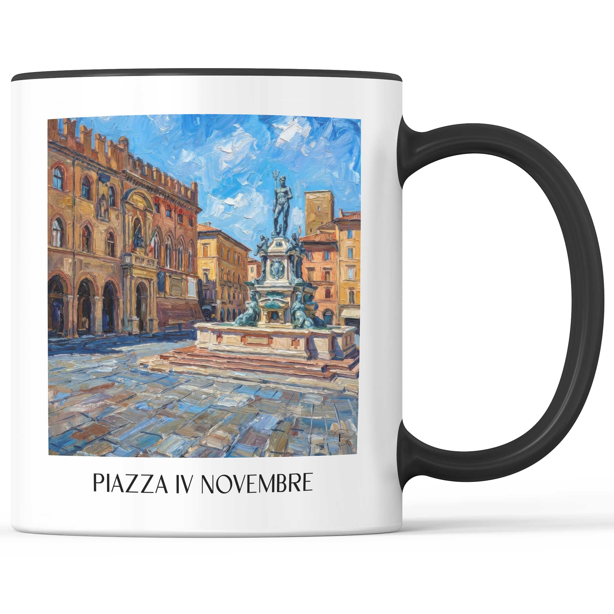 Piazza IV Novembre Kaffeebecher - Perugia - Italien Becher - Kaffeetasse im Ölgemälde Stil