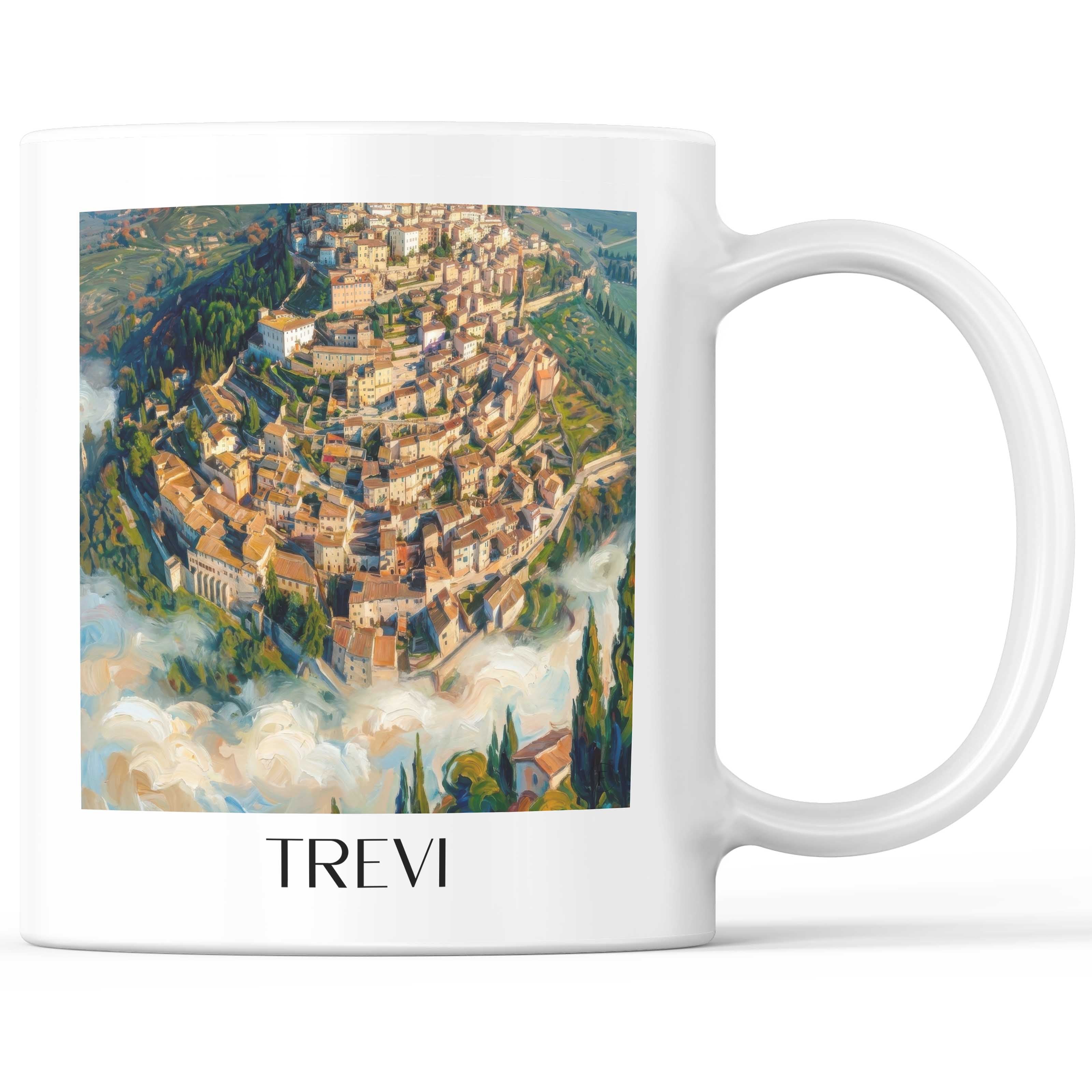 Trevi Kaffeebecher - Umbrien - Italien Becher - Kaffeetasse im Ölgemälde Stil