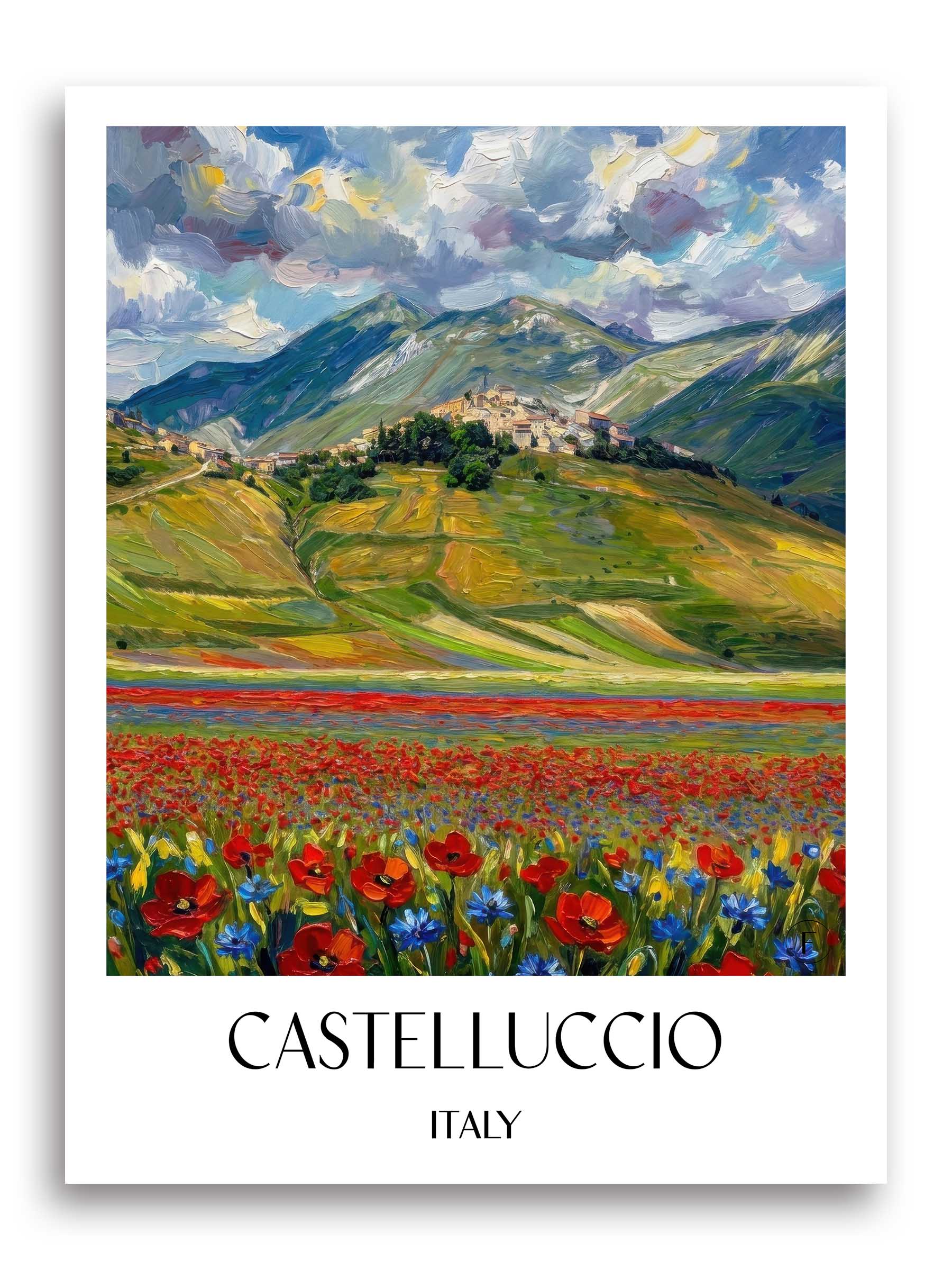 Castelluccio Poster - Umbrien - Italien Kunstdruck - Ölgemälde von A4 bis A1