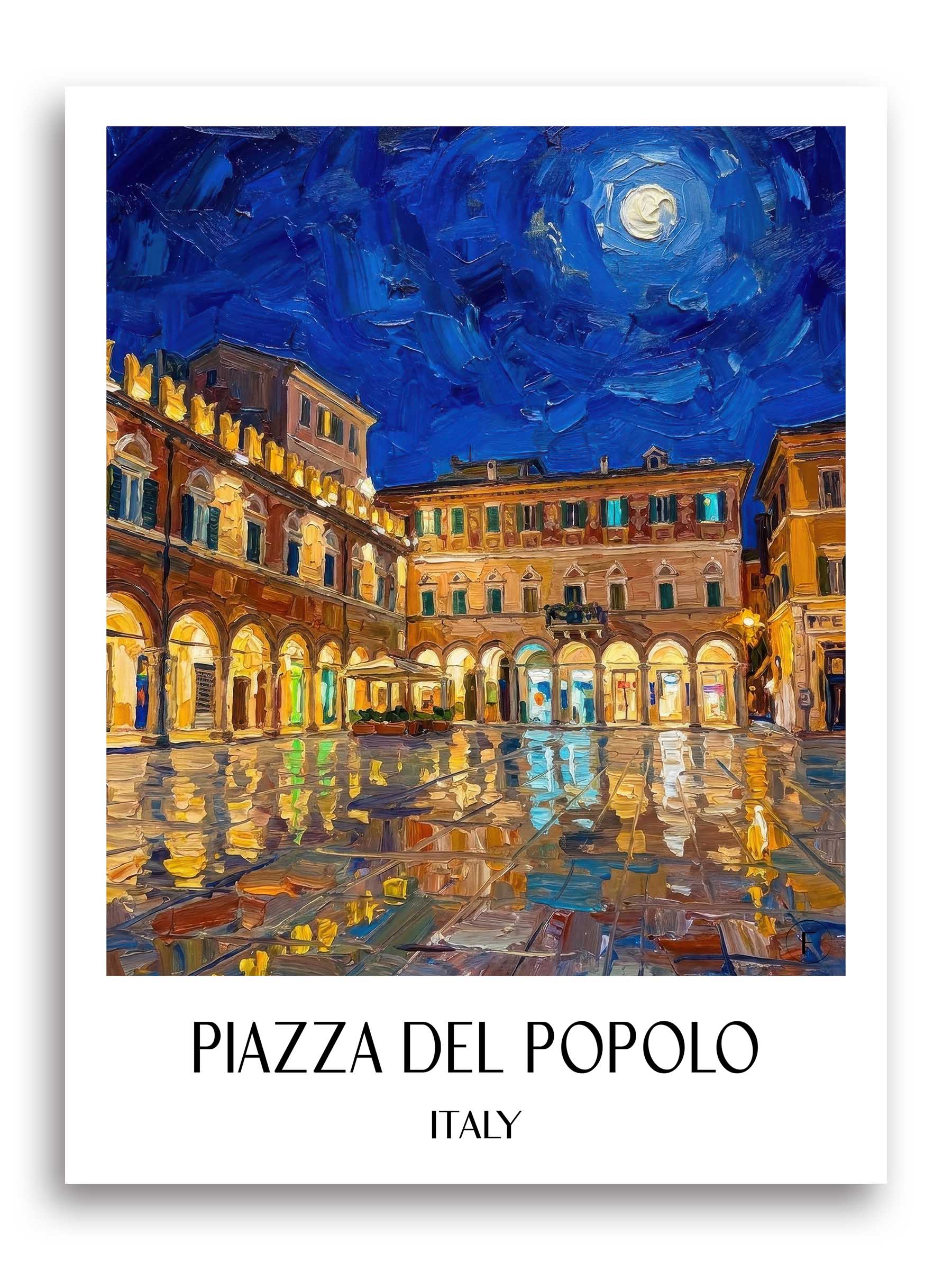 Piazza del Popolo Poster - Ascoli Piceno - Italien Kunstdruck - Ölgemälde von A4 bis A1