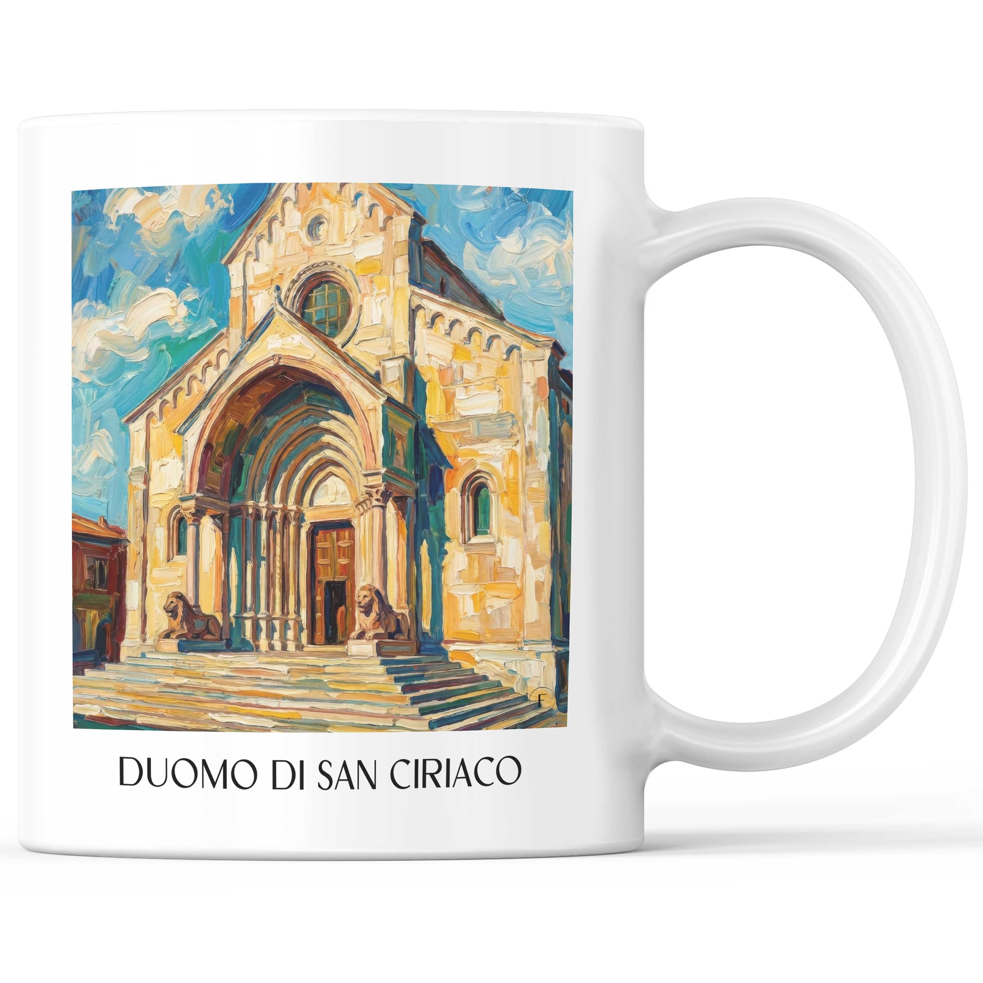 Duomo di San Ciriaco Kaffeebecher - Ancona - Italien Becher - Kaffeetasse im Ölgemälde Stil
