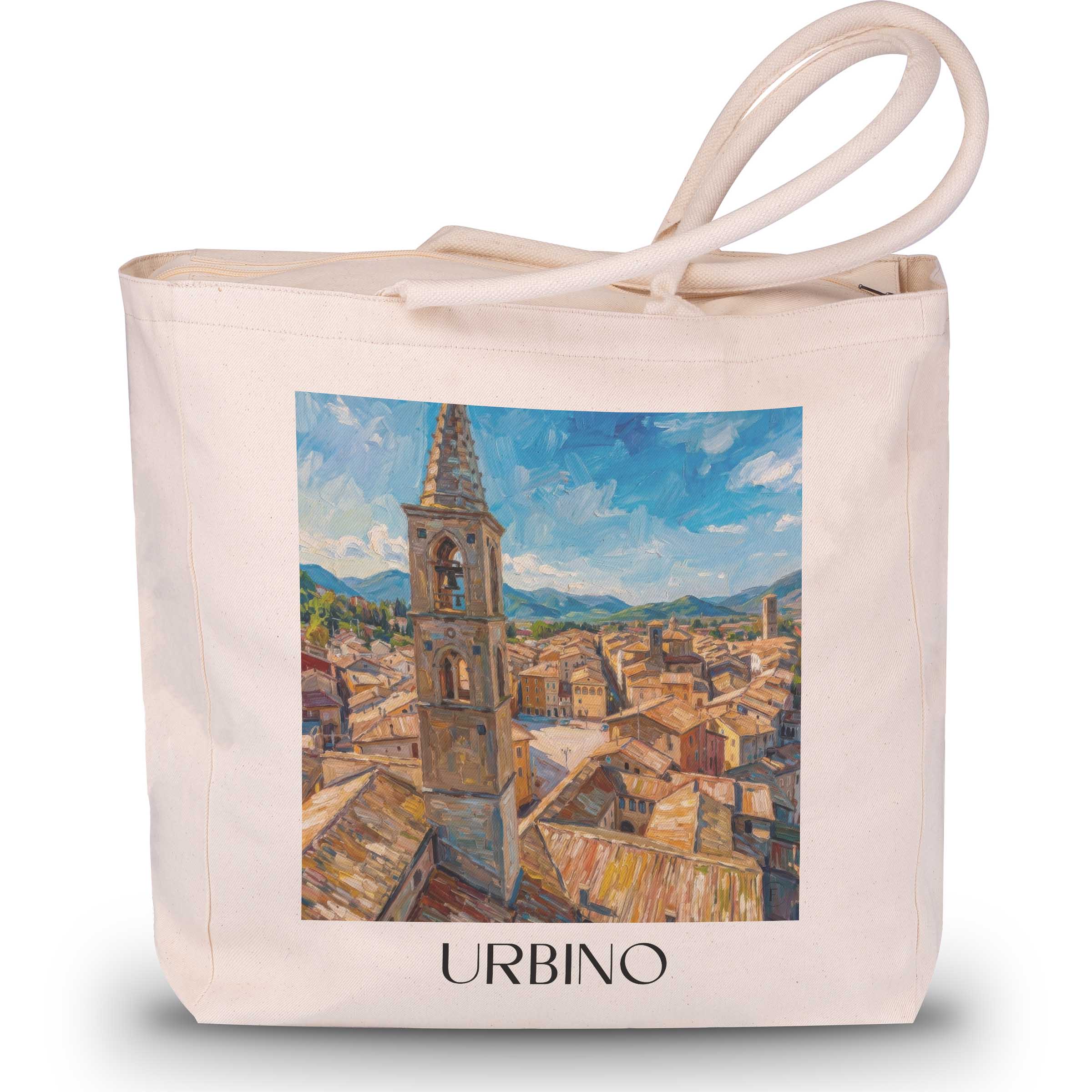 Urbino Shopping Tasche - Marken - Italien Tote Bag - Einkaufstasche im Ölgemälde Stil
