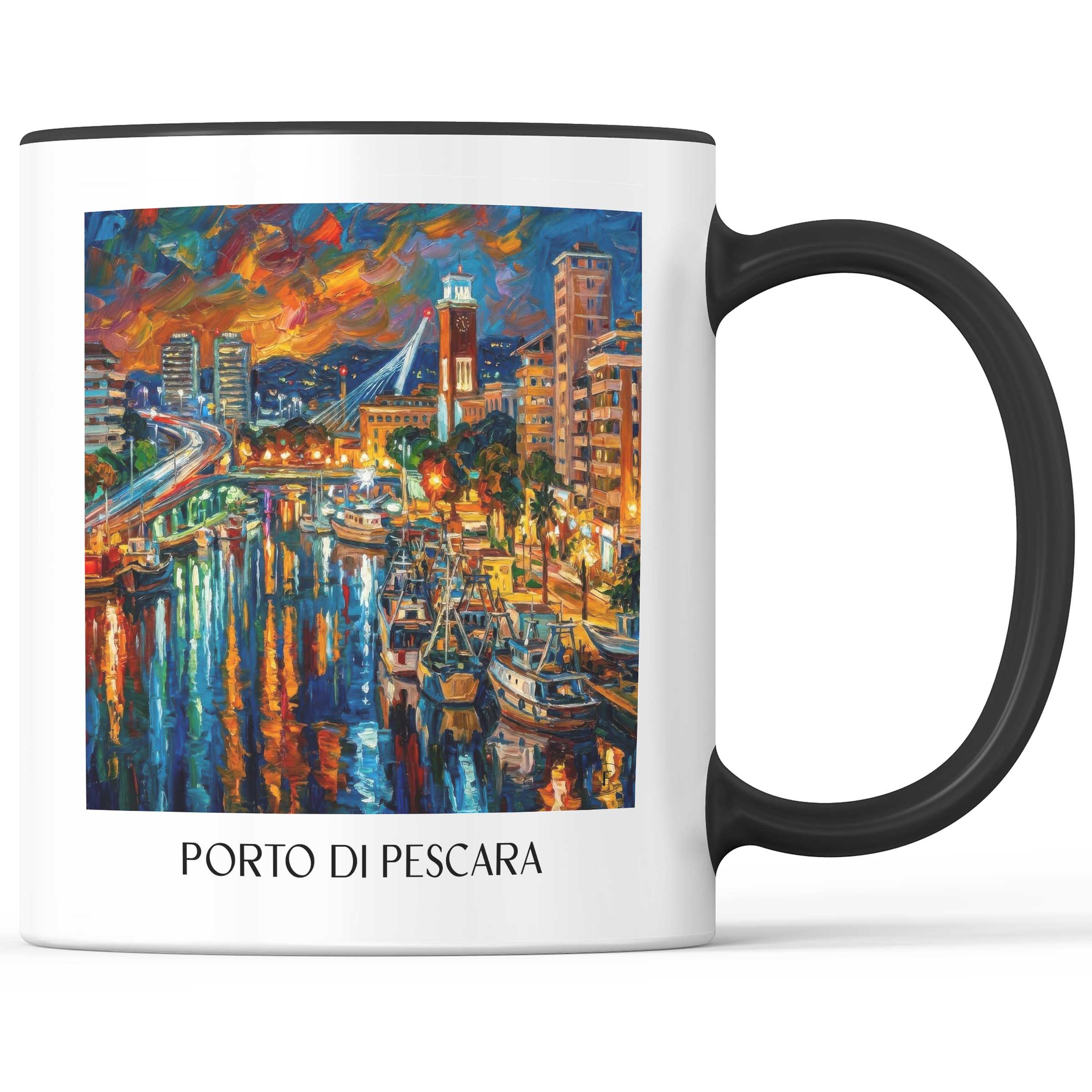 Porto di Pescara Kaffeebecher - Abruzzen - Italien Becher - Kaffeetasse im Ölgemälde Stil