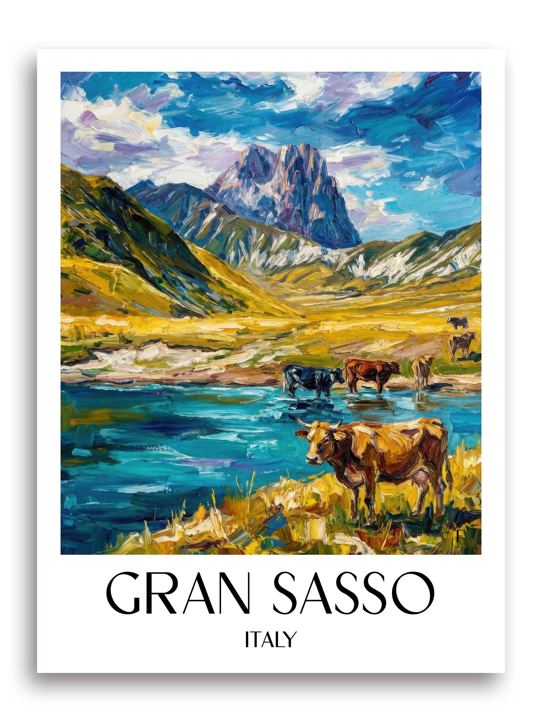 Gran Sasso Poster - Abruzzen - Italien Kunstdruck - Ölgemälde von A4 bis A1