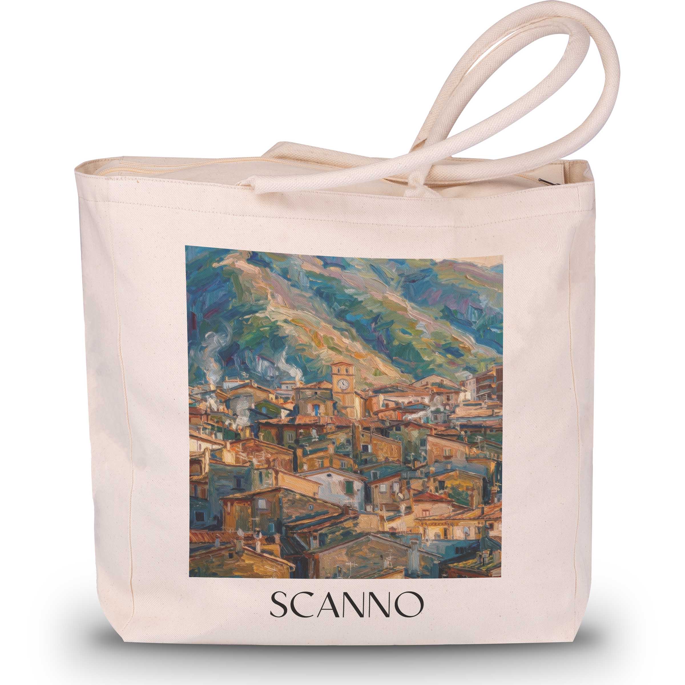 Scanno Shopping Tasche - Abruzzen - Italien Tote Bag - Einkaufstasche im Ölgemälde Stil