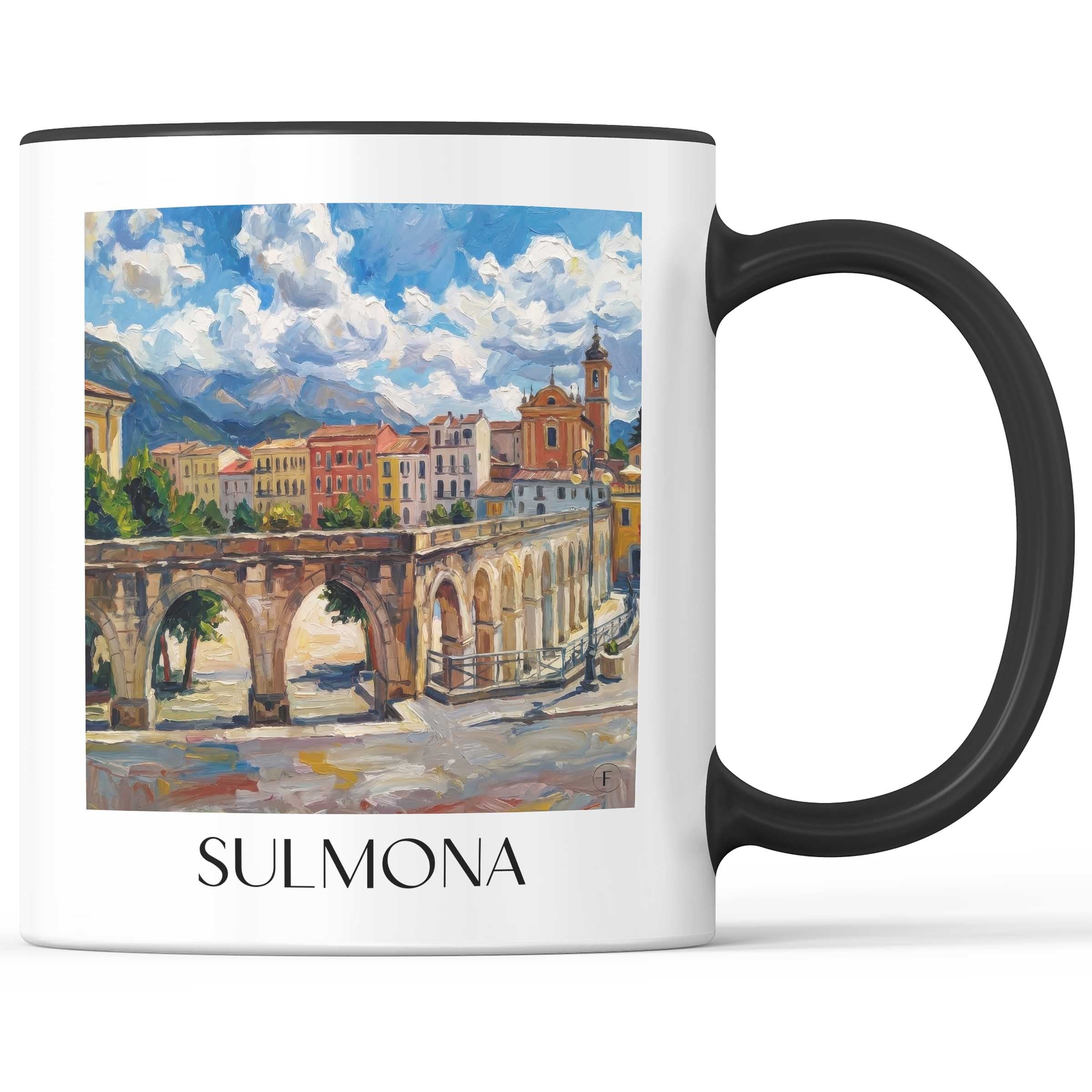 Sulmona Kaffeebecher - L´Aquila - Italien Becher - Kaffeetasse im Ölgemälde Stil
