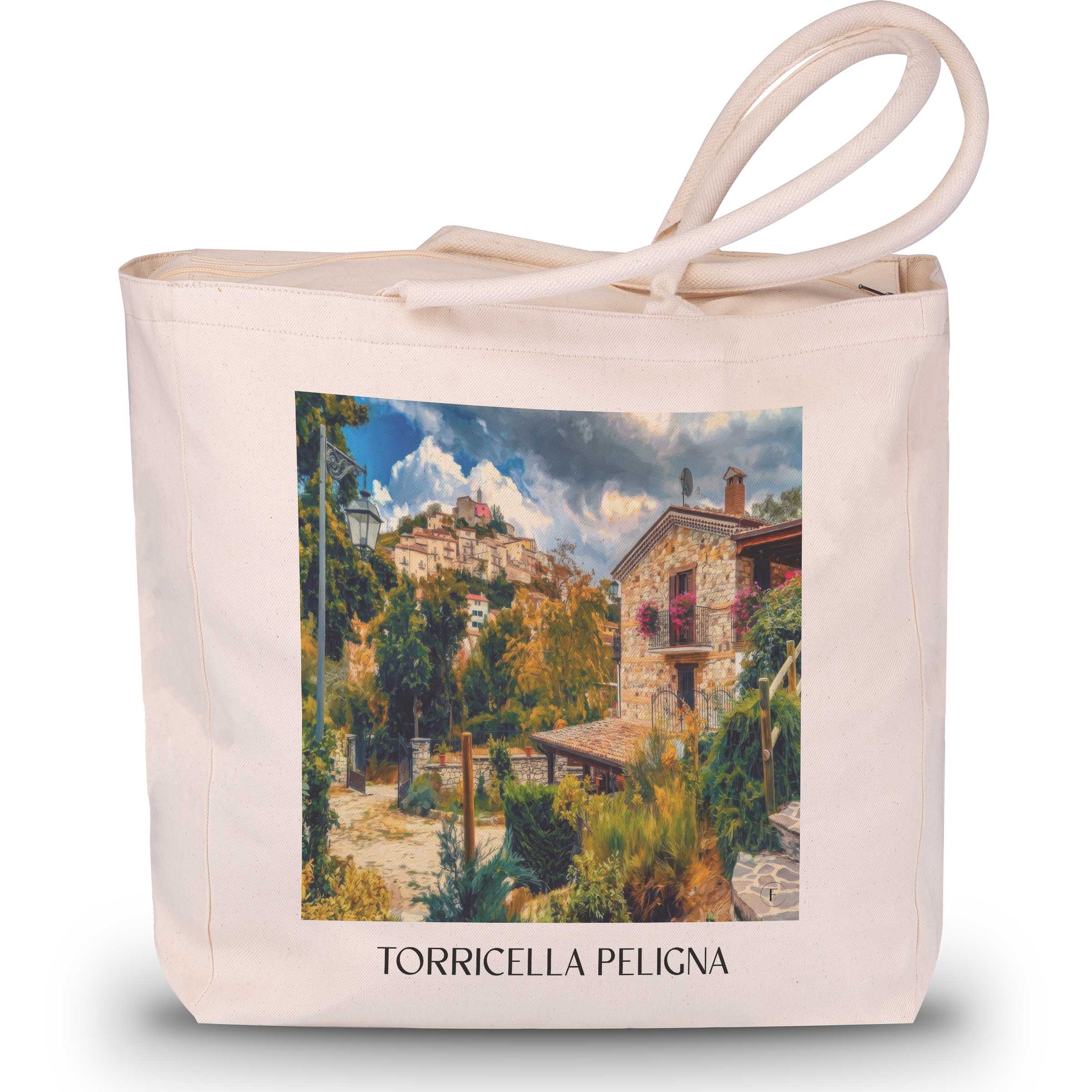 Torricella Peligna Shopping Tasche - Abruzzen - Italien Tote Bag - Einkaufstasche im Ölgemälde Stil