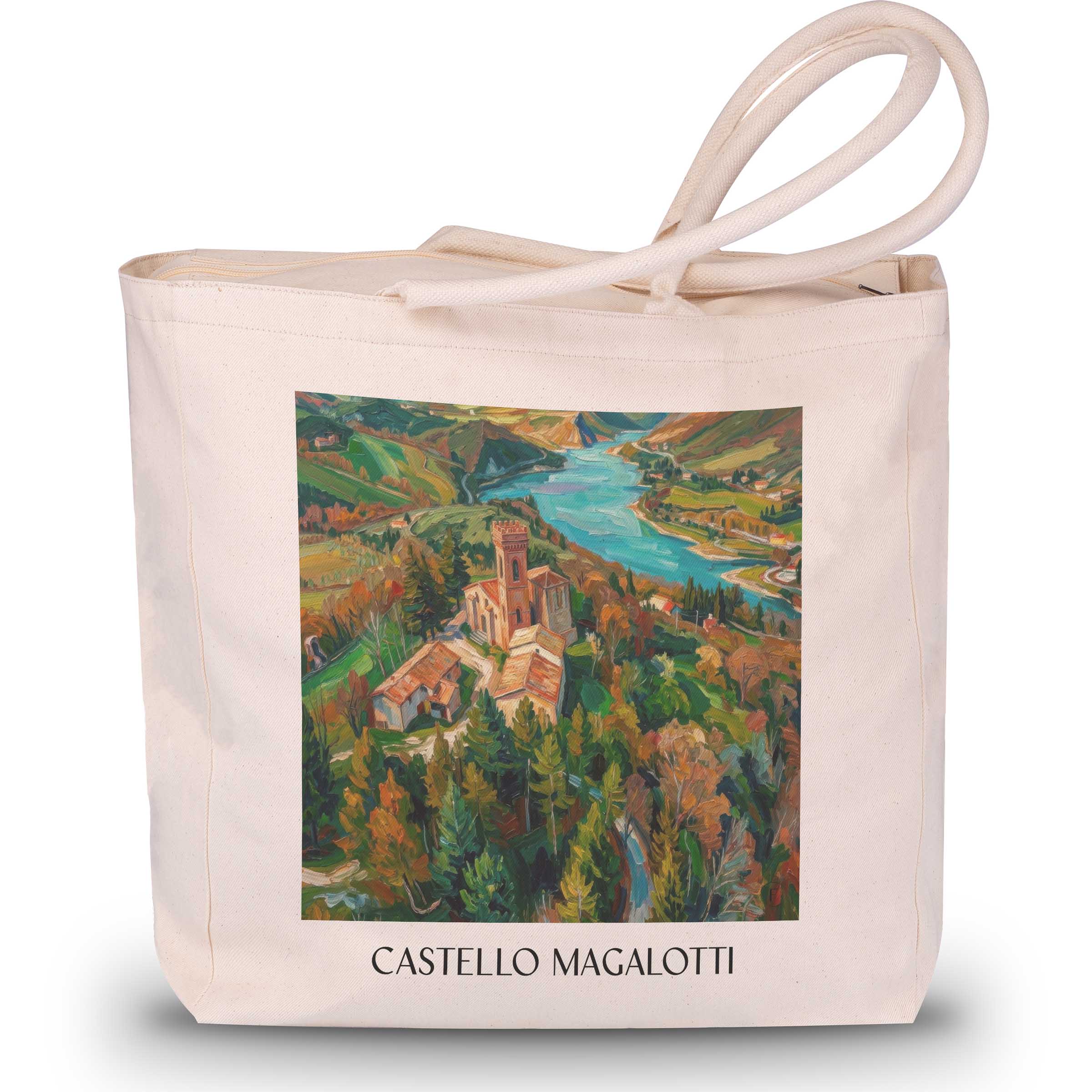 Castello Magalotti Shopping Tasche - Fiastra - Italien Tote Bag - Einkaufstasche im Ölgemälde Stil