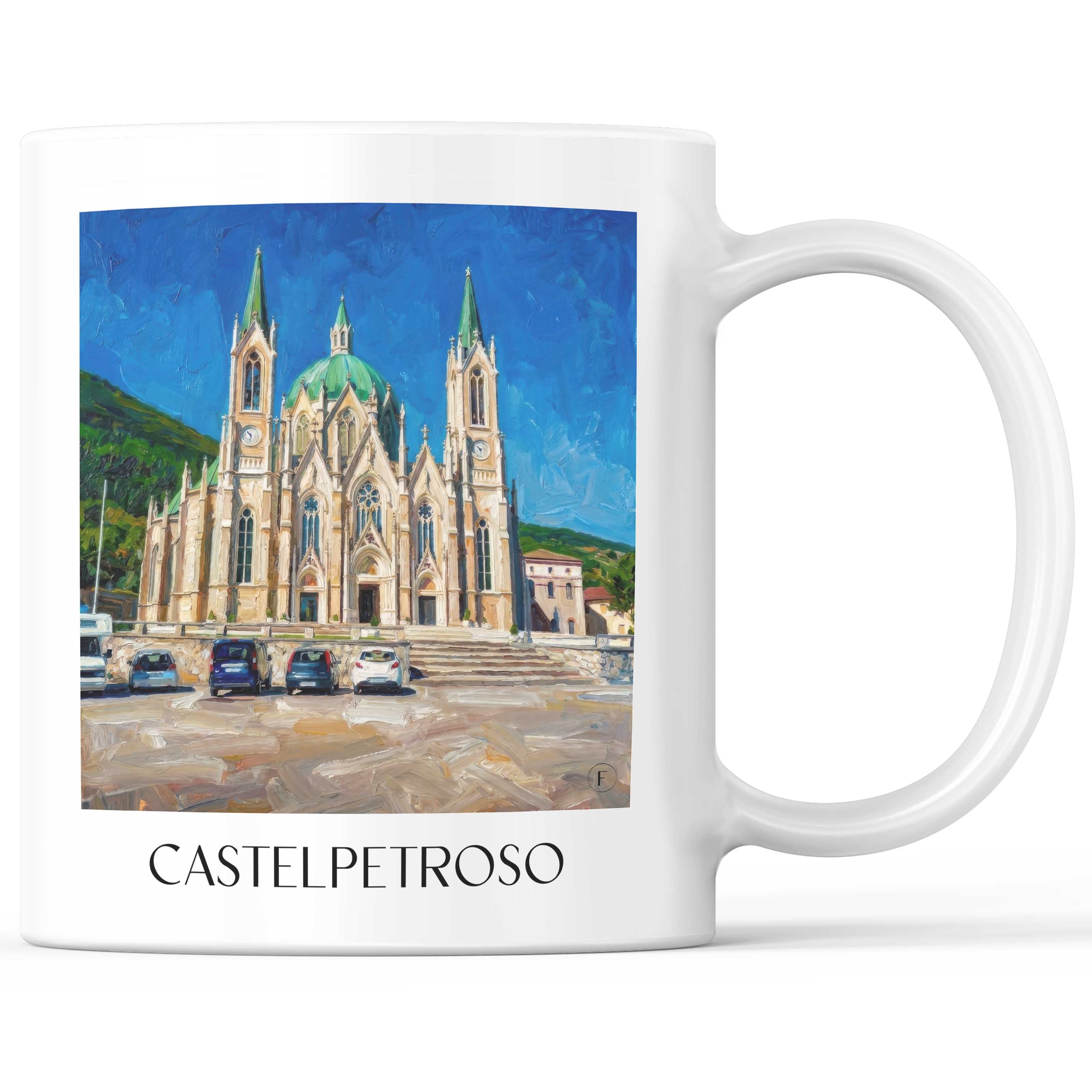 Castelpetroso Kaffeebecher - Molise - Italien Becher - Kaffeetasse im Ölgemälde Stil