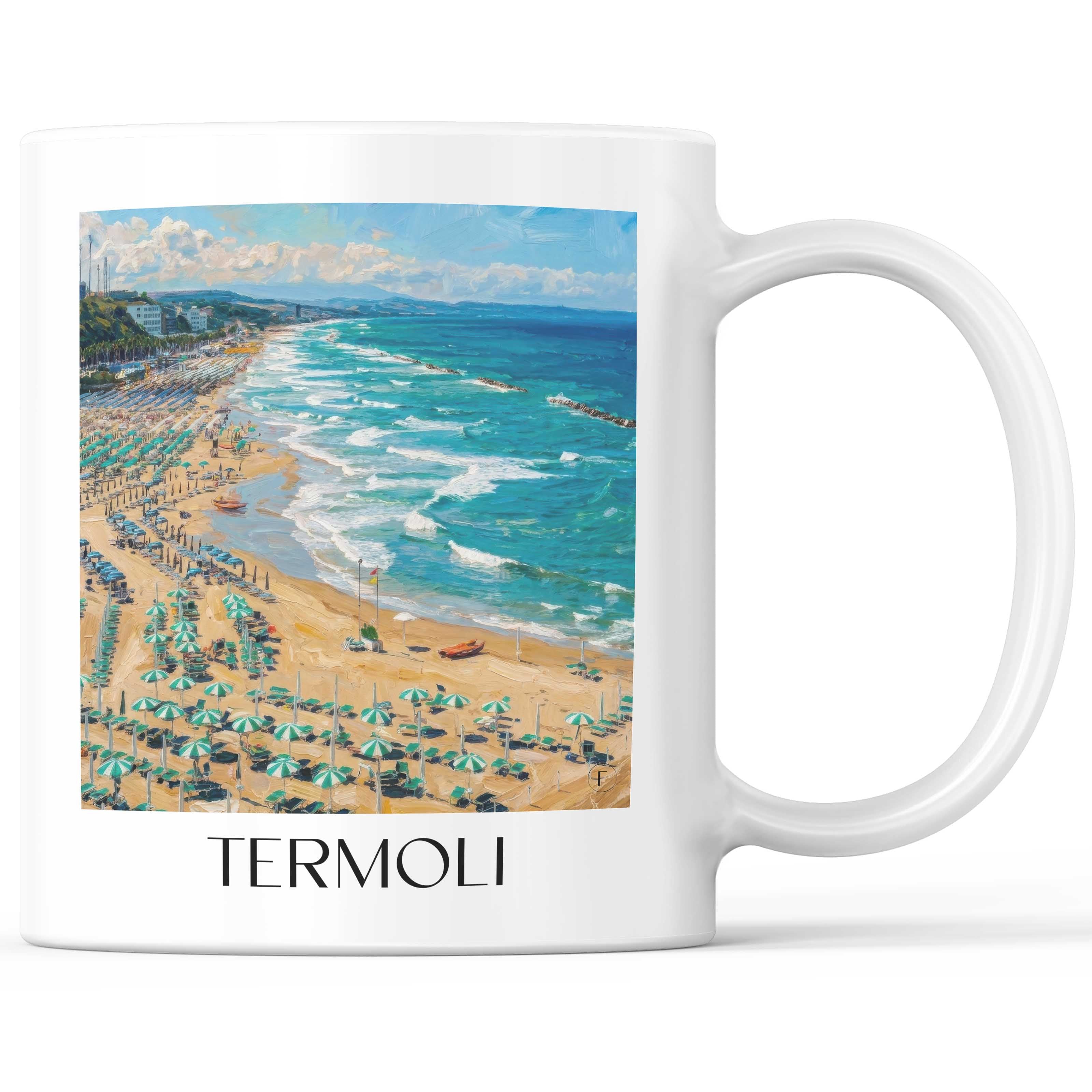 Termoli Kaffeebecher - Molise - Italien Becher - Kaffeetasse im Ölgemälde Stil