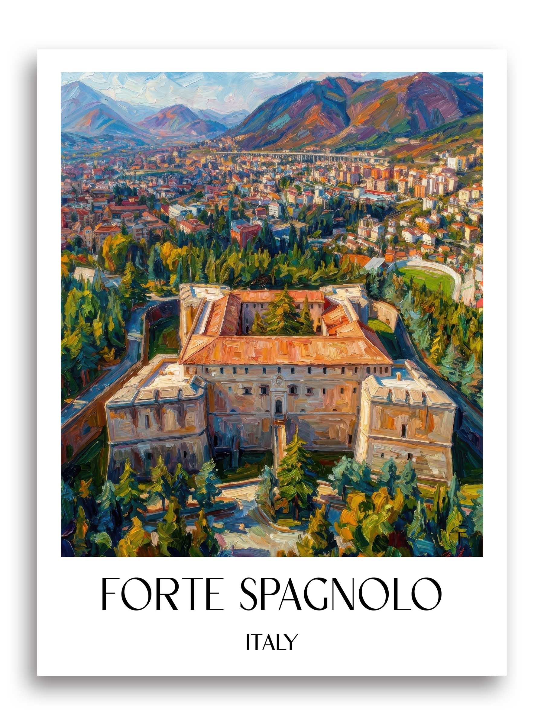 Forte Spagnolo Poster - L´Aquila - Italien Kunstdruck - Ölgemälde von A4 bis A1