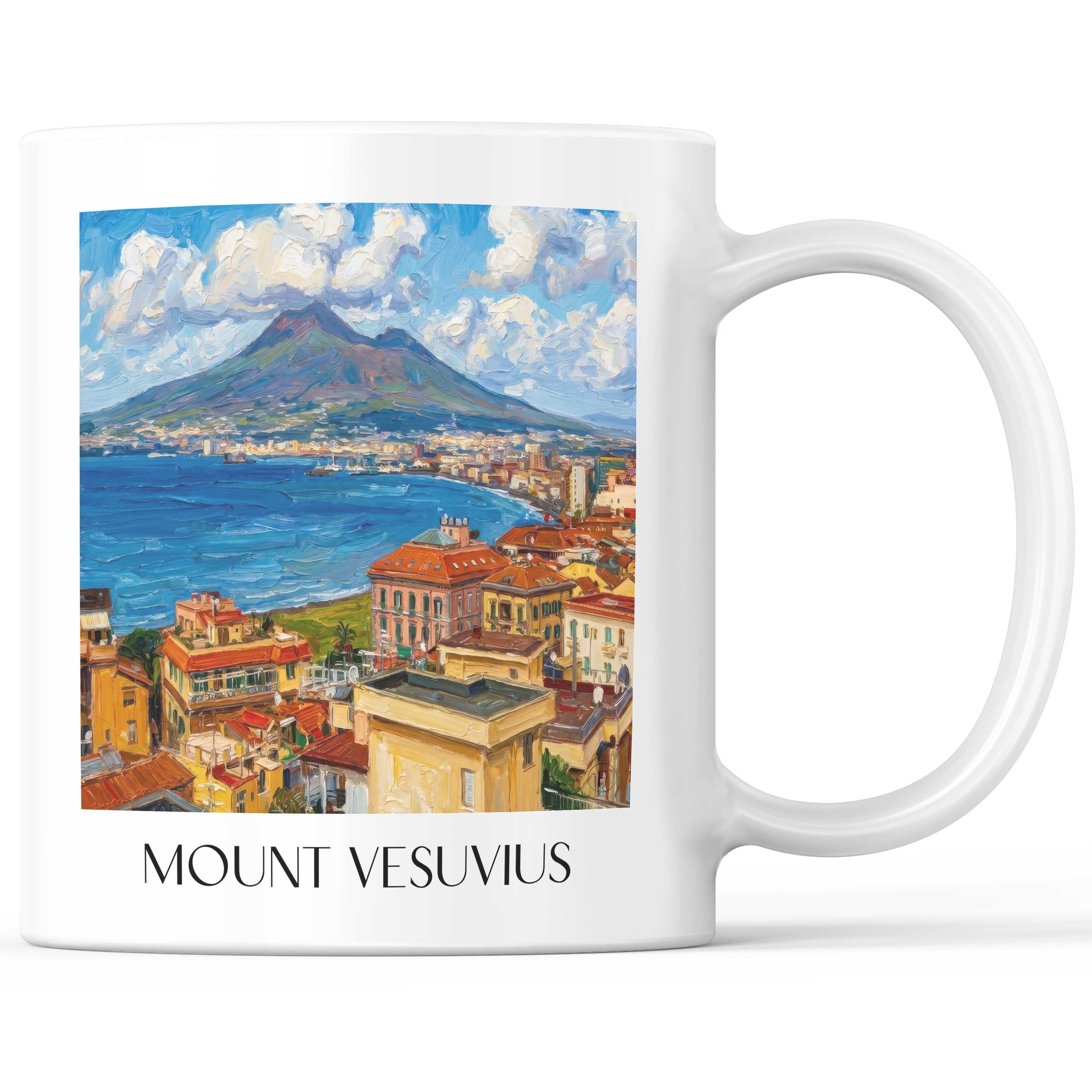Vulkan Vesuv Kaffeebecher - Kampanien - Italien Becher - Kaffeetasse im Ölgemälde Stil