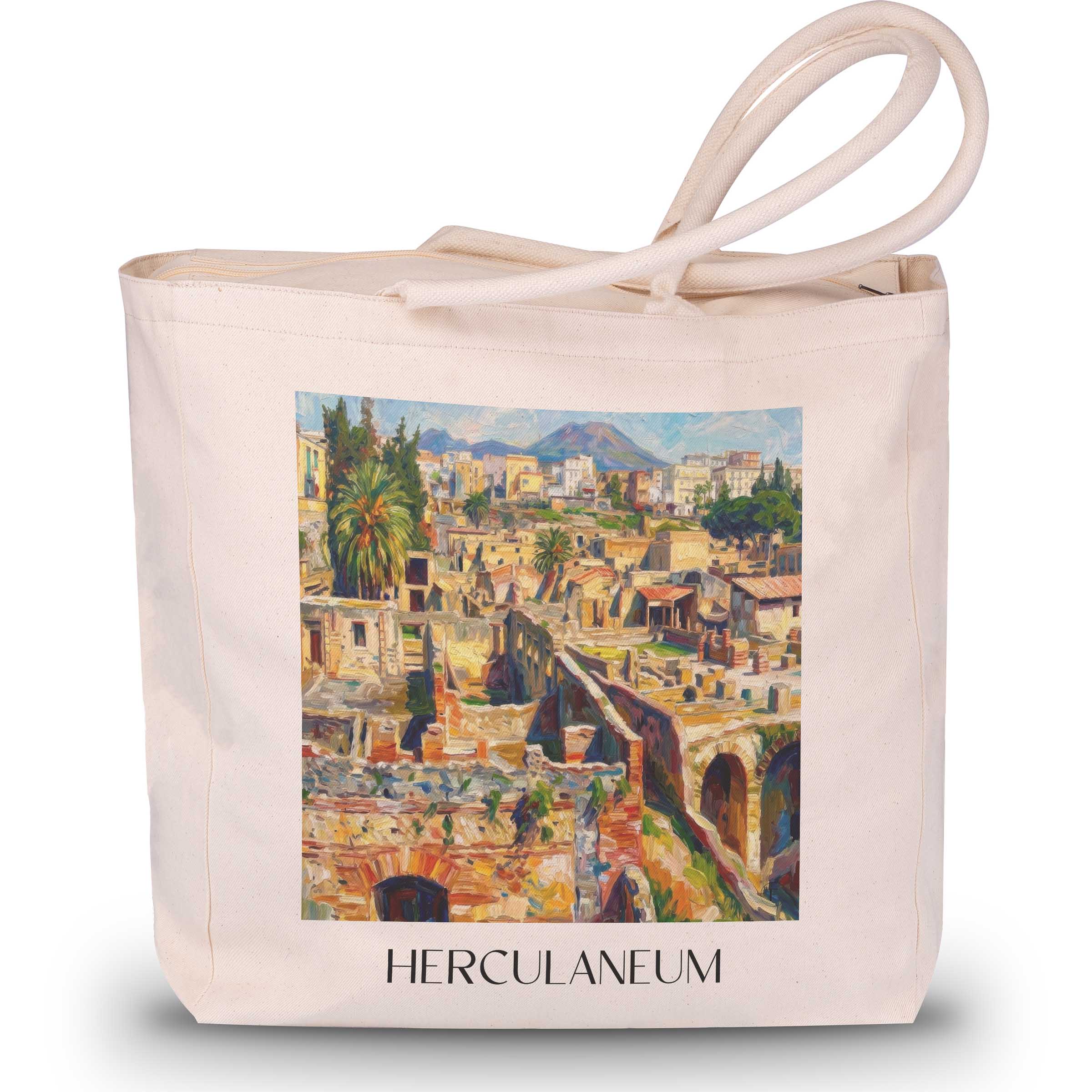 Herculaneum Shopping Tasche - Kampanien - Italien Tote Bag - Einkaufstasche im Ölgemälde Stil