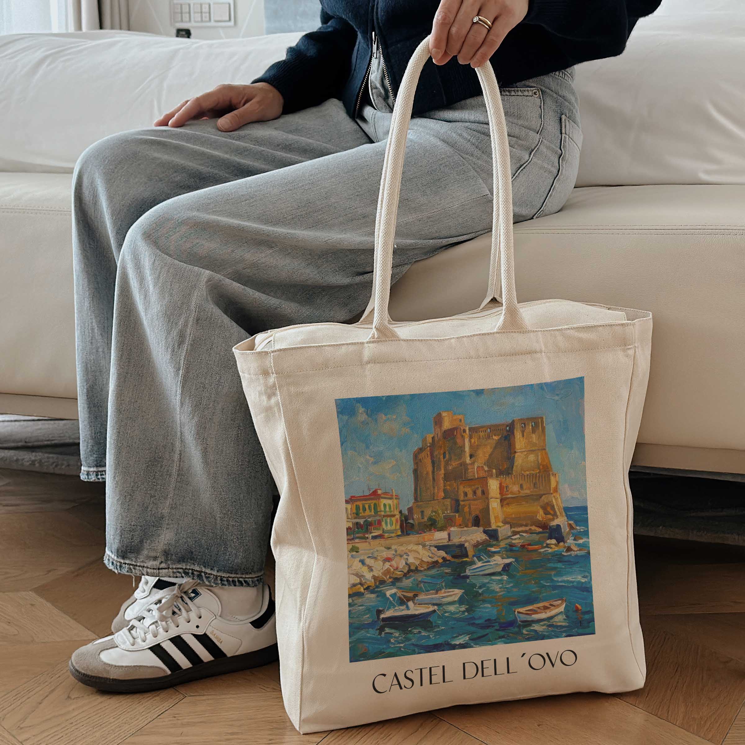 castel-dell´ovo-neapel-italien-einkaufstasche-oil-painting-oelgemaelde