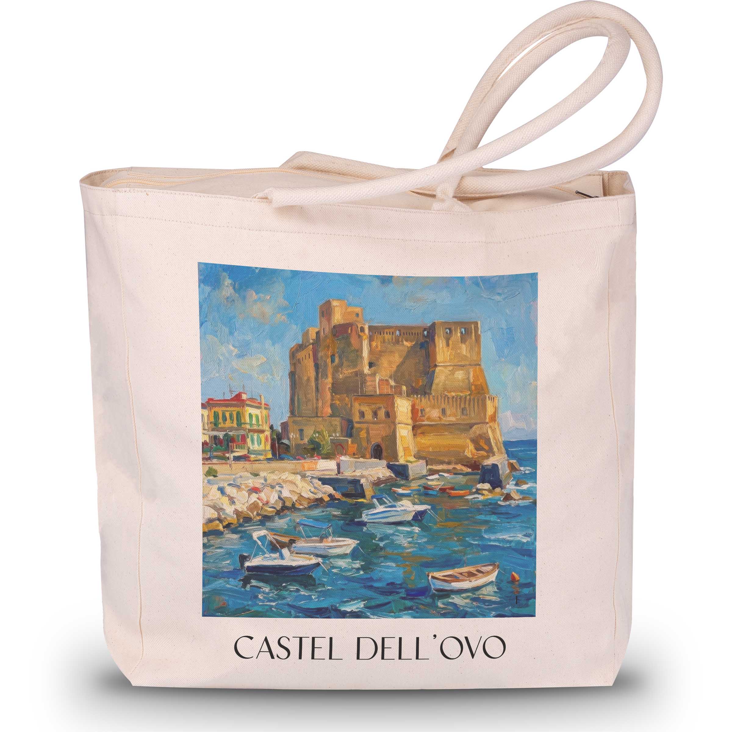 Castel dell´Ovo Shopping Tasche - Neapel - Italien Tote Bag - Einkaufstasche im Ölgemälde Stil