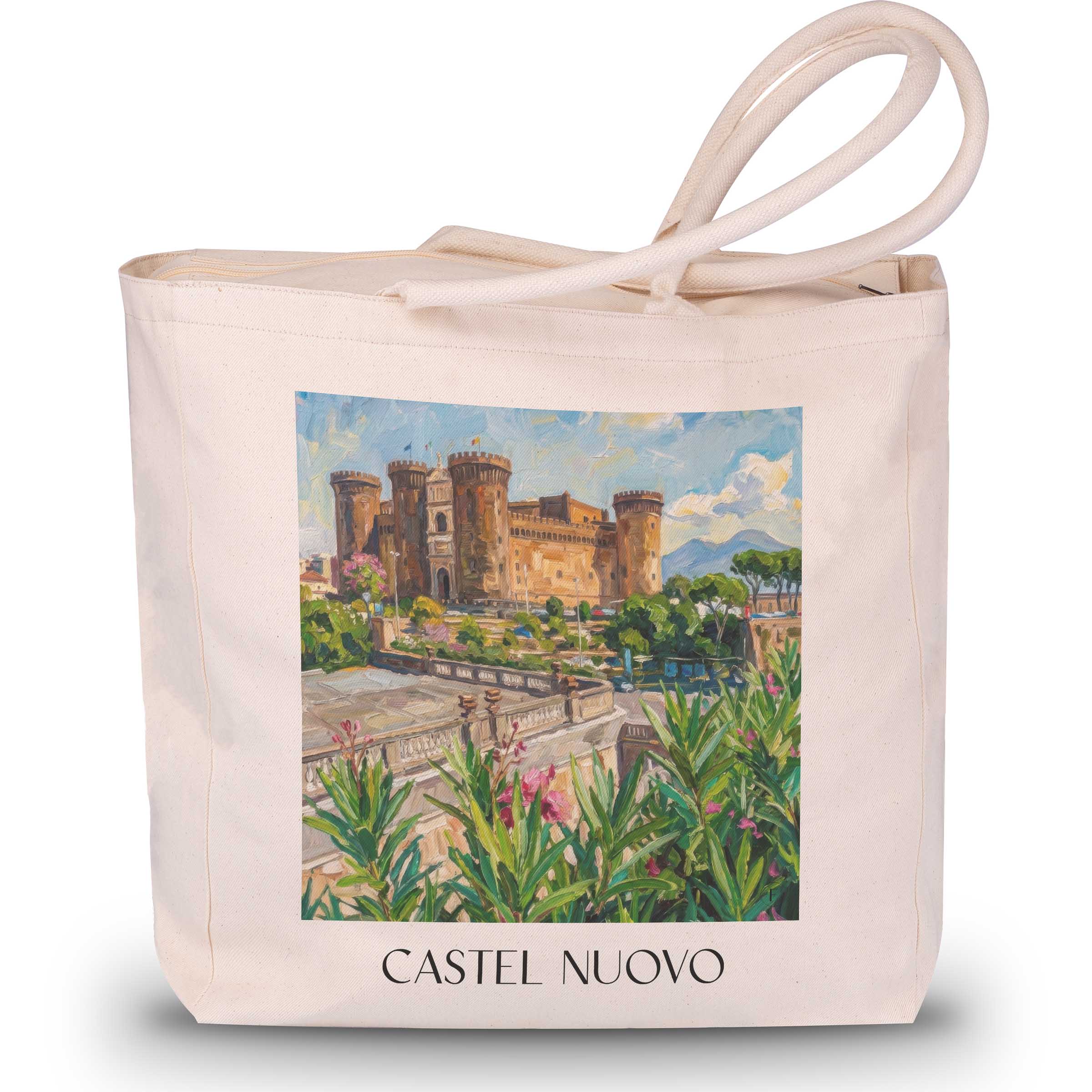 Castel Nuovo Shopping Tasche - Neapel - Italien Tote Bag - Einkaufstasche im Ölgemälde Stil