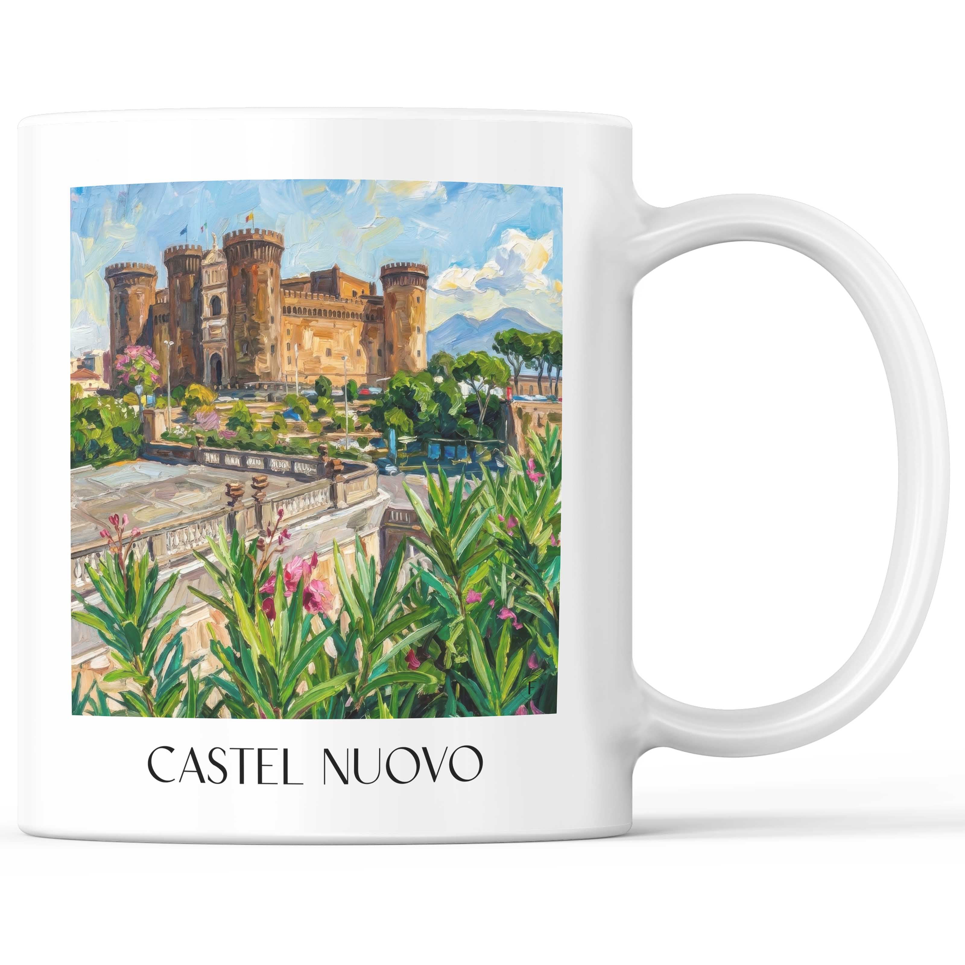 Castel Nuovo Kaffeebecher - Neapel - Italien Becher - Kaffeetasse im Ölgemälde Stil