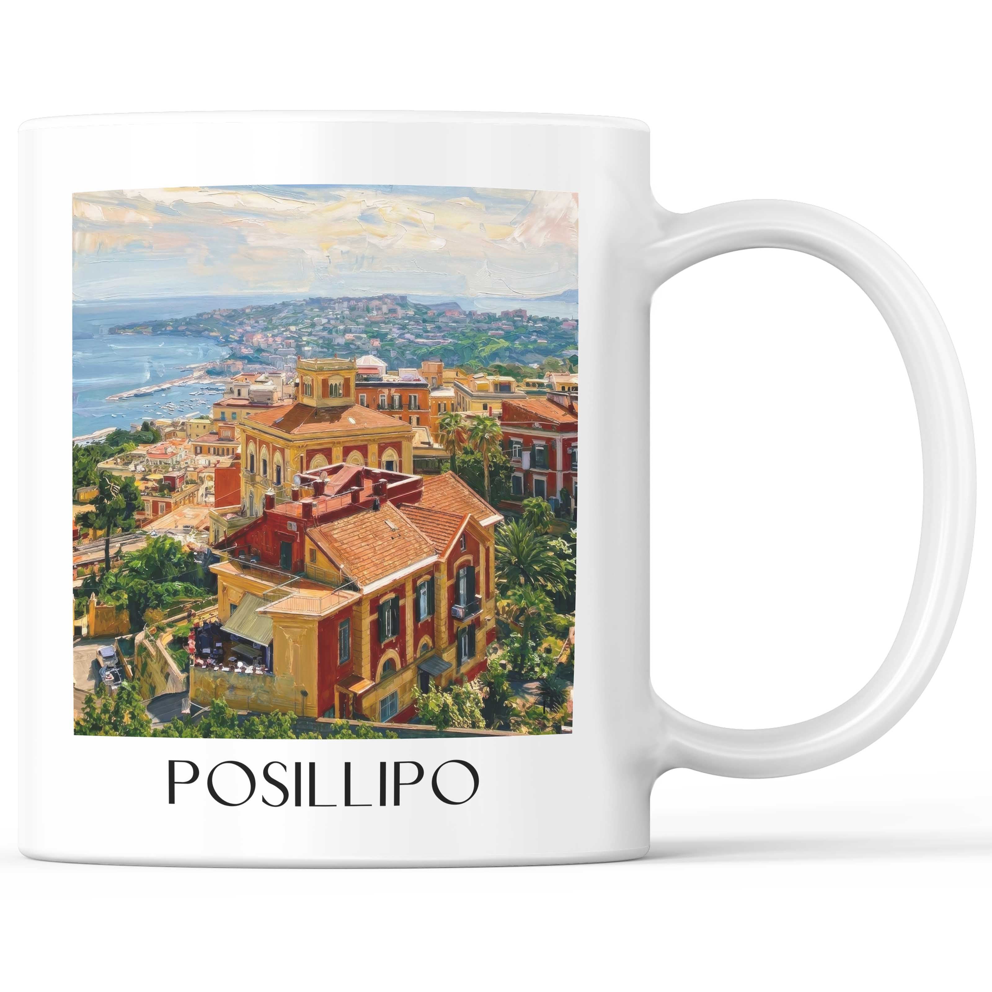 Posillipo Kaffeebecher - Neapel - Italien Becher - Kaffeetasse im Ölgemälde Stil