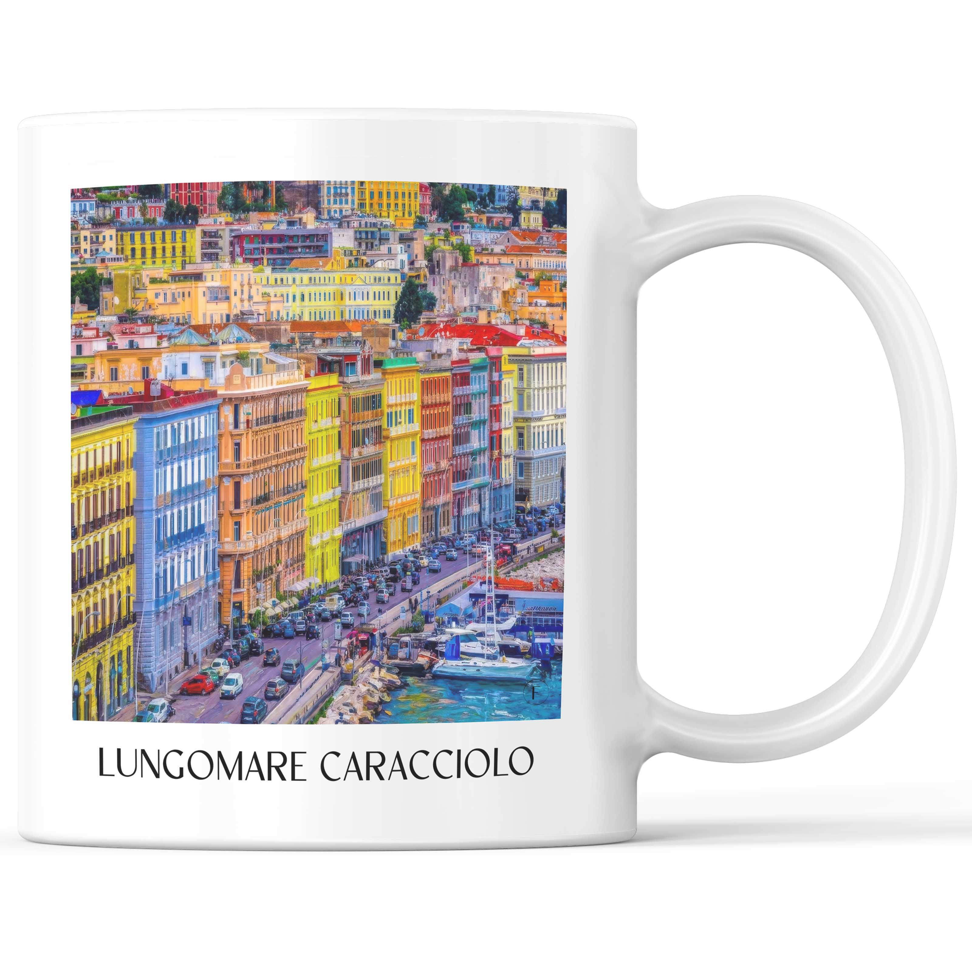 Lungomare Caracciolo Kaffeebecher - Neapel - Italien Becher - Kaffeetasse im Ölgemälde Stil