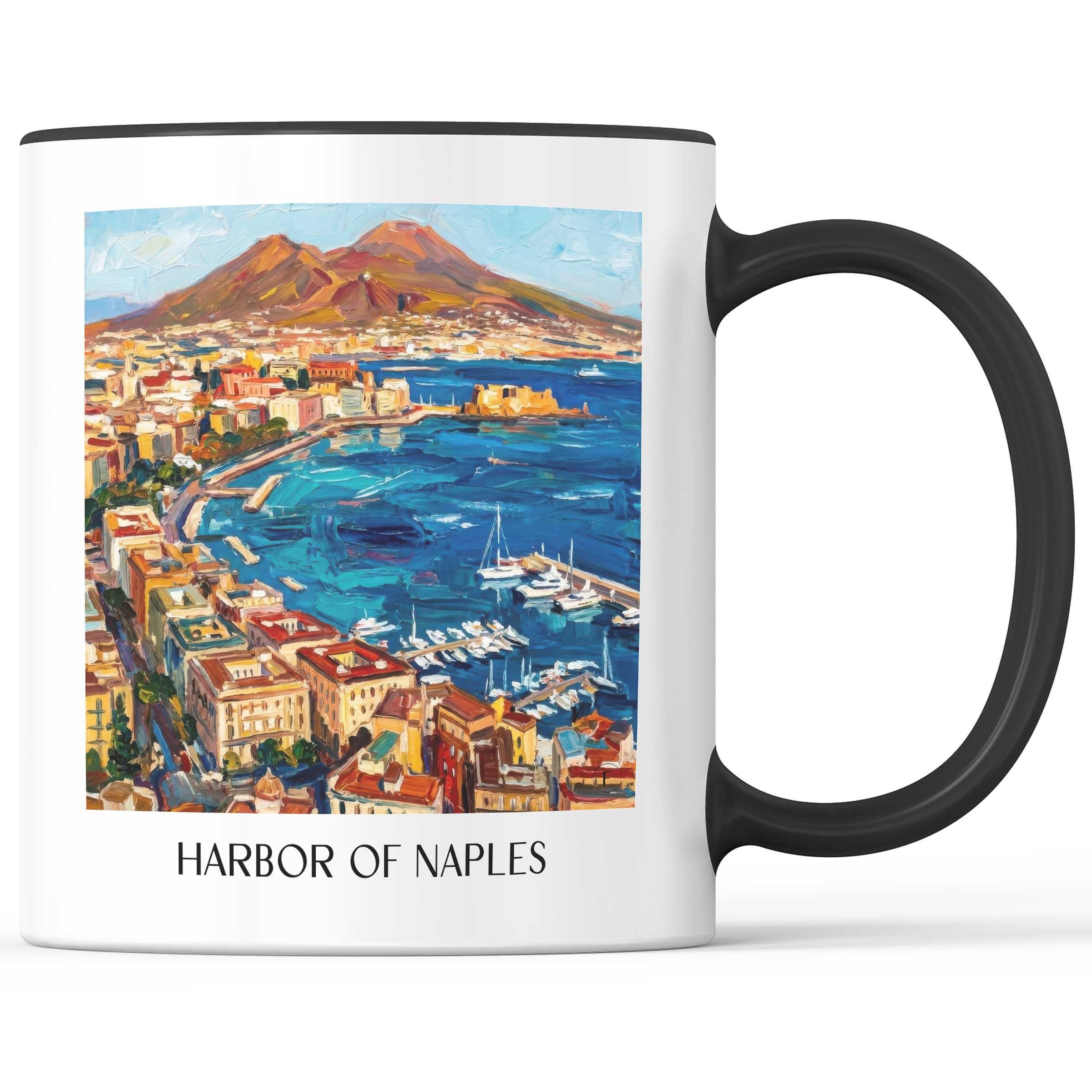 Hafen Kaffeebecher - Neapel - Italien Becher - Kaffeetasse im Ölgemälde Stil