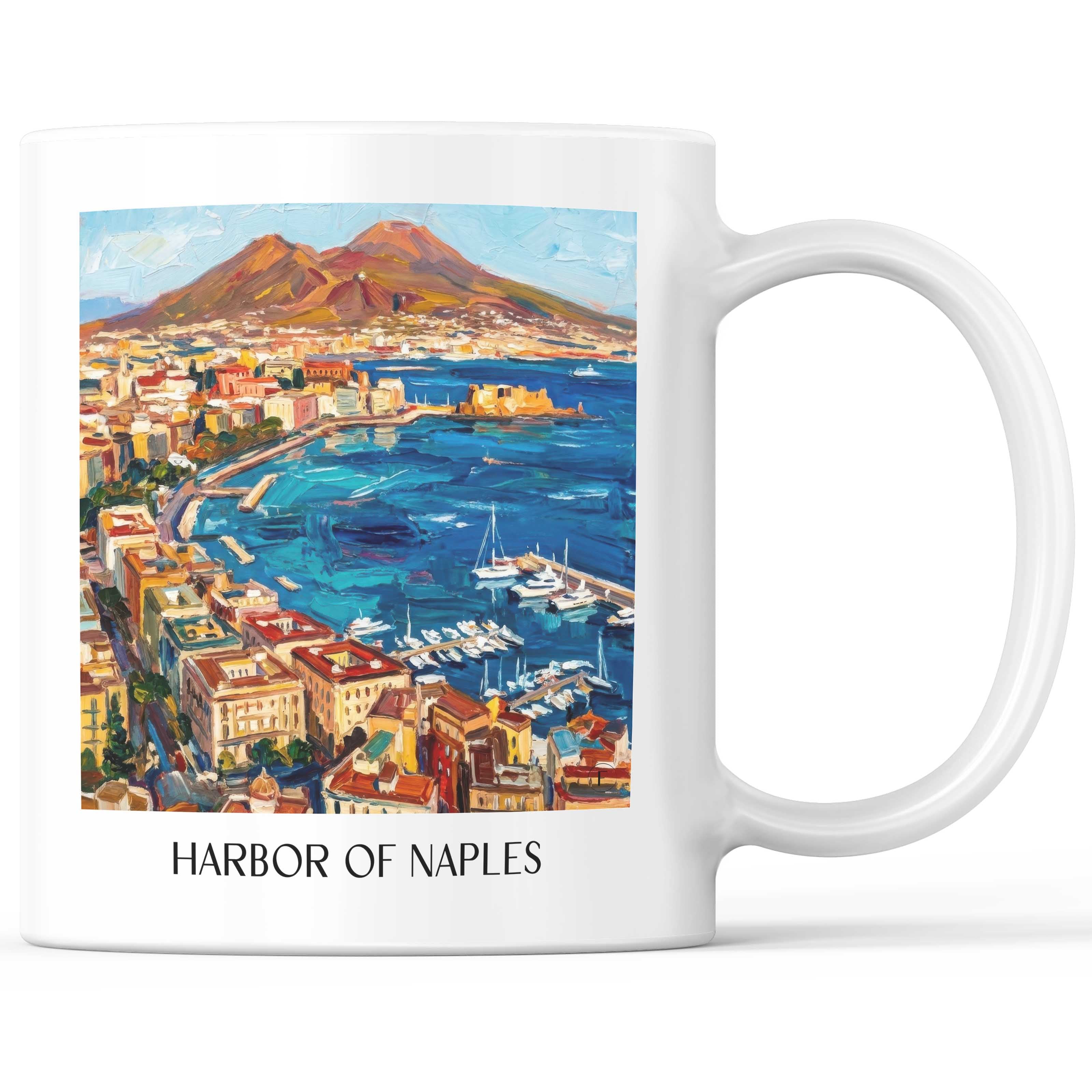 Hafen Kaffeebecher - Neapel - Italien Becher - Kaffeetasse im Ölgemälde Stil