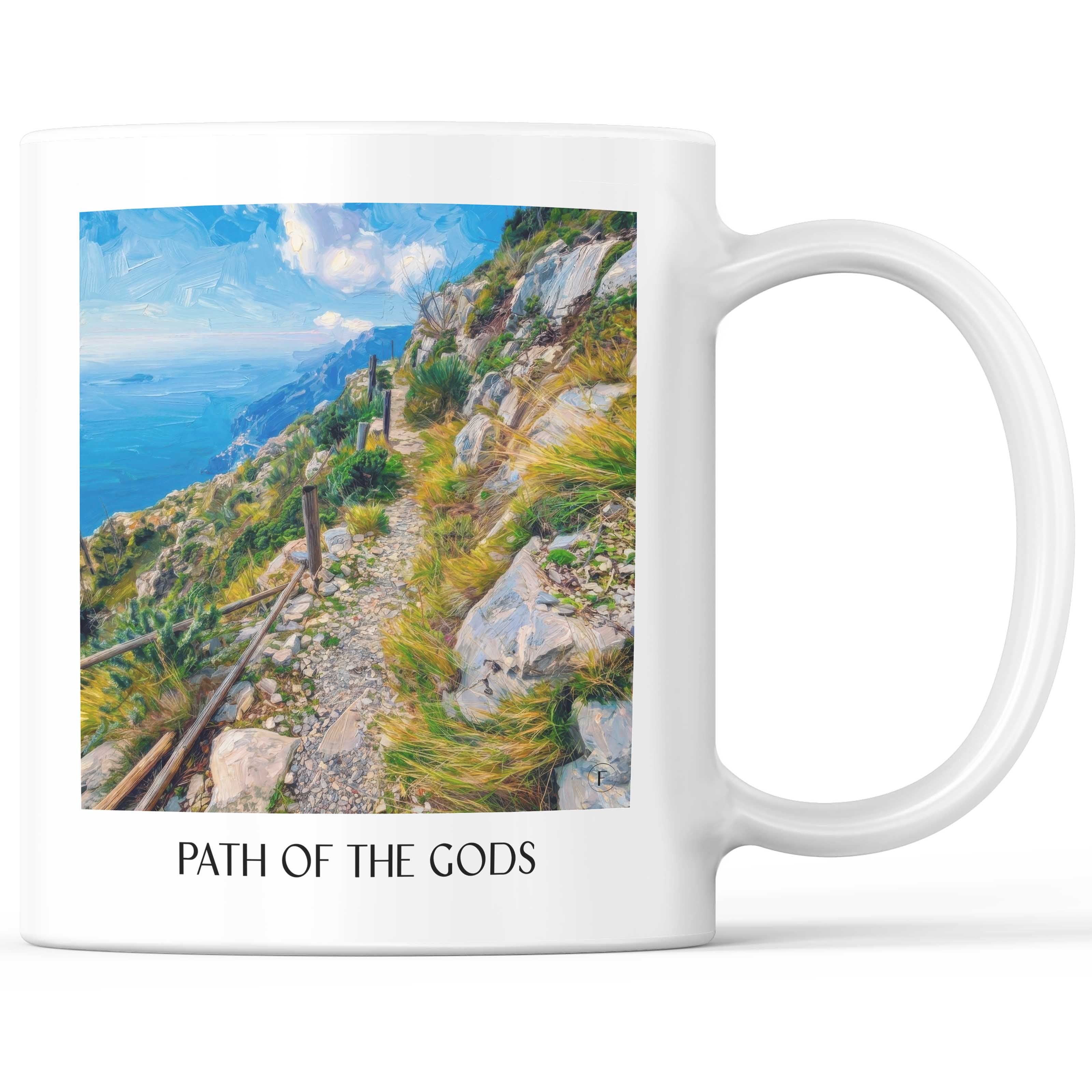Pfad der Götter Kaffeebecher - Amalfiküste - Italien Becher - Kaffeetasse im Ölgemälde Stil