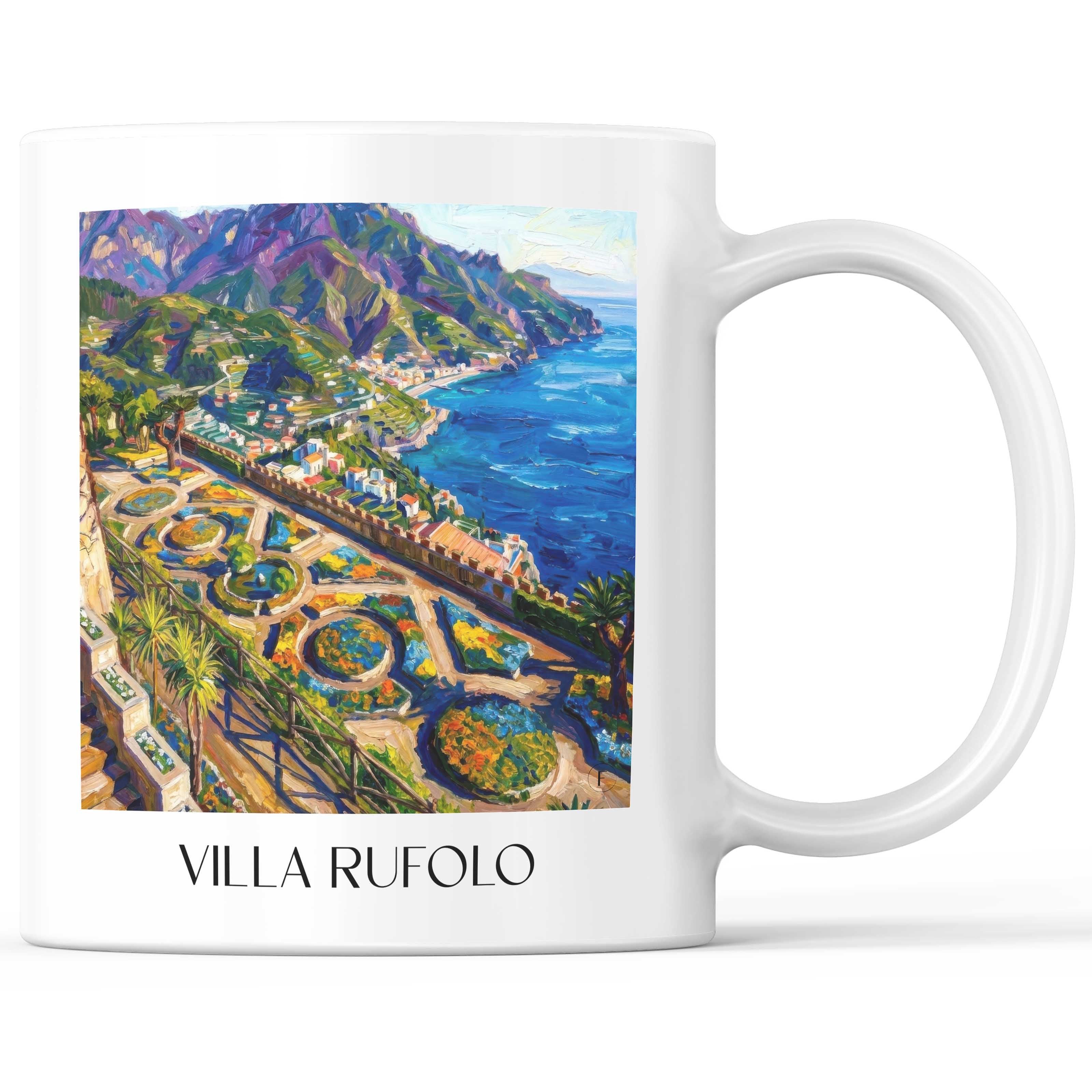 Villa Rufolo Kaffeebecher - Ravello - Italien Becher - Kaffeetasse im Ölgemälde Stil
