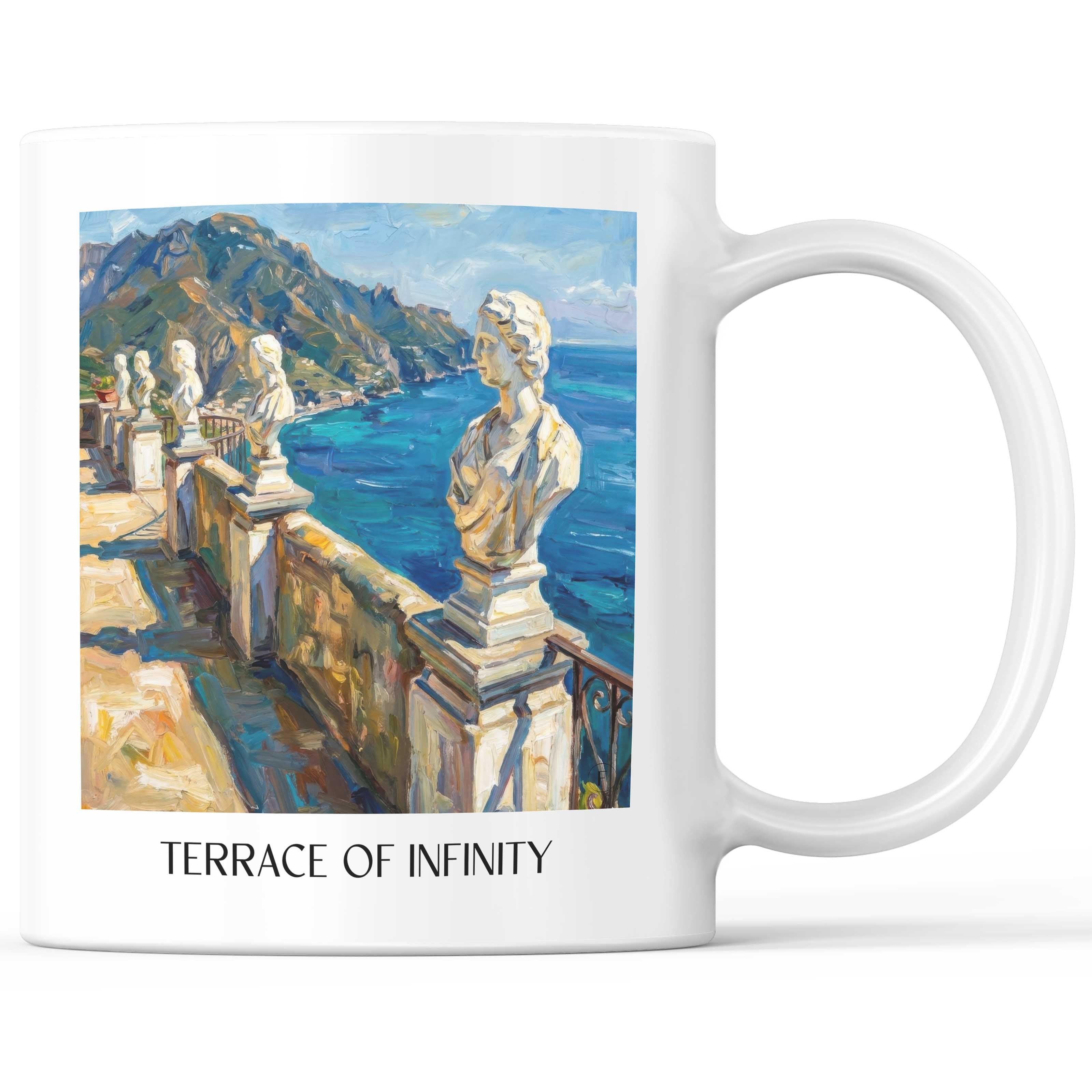 Terasse der Unendlichkeit Kaffeebecher - Ravello - Italien Becher - Kaffeetasse im Ölgemälde Stil