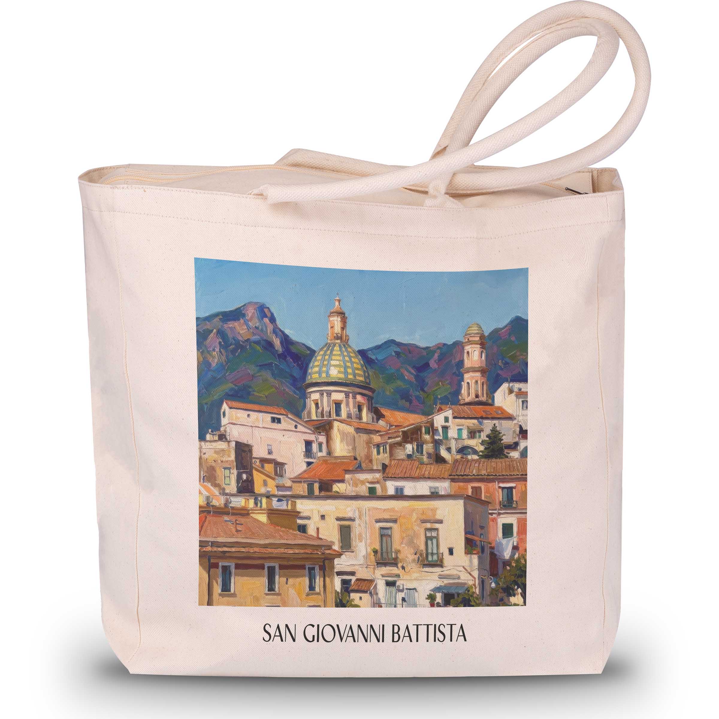 San Giovanni Battista Shopping Tasche - Vietri sul Mare - Italien Tote Bag - Einkaufstasche im Ölgemälde Stil