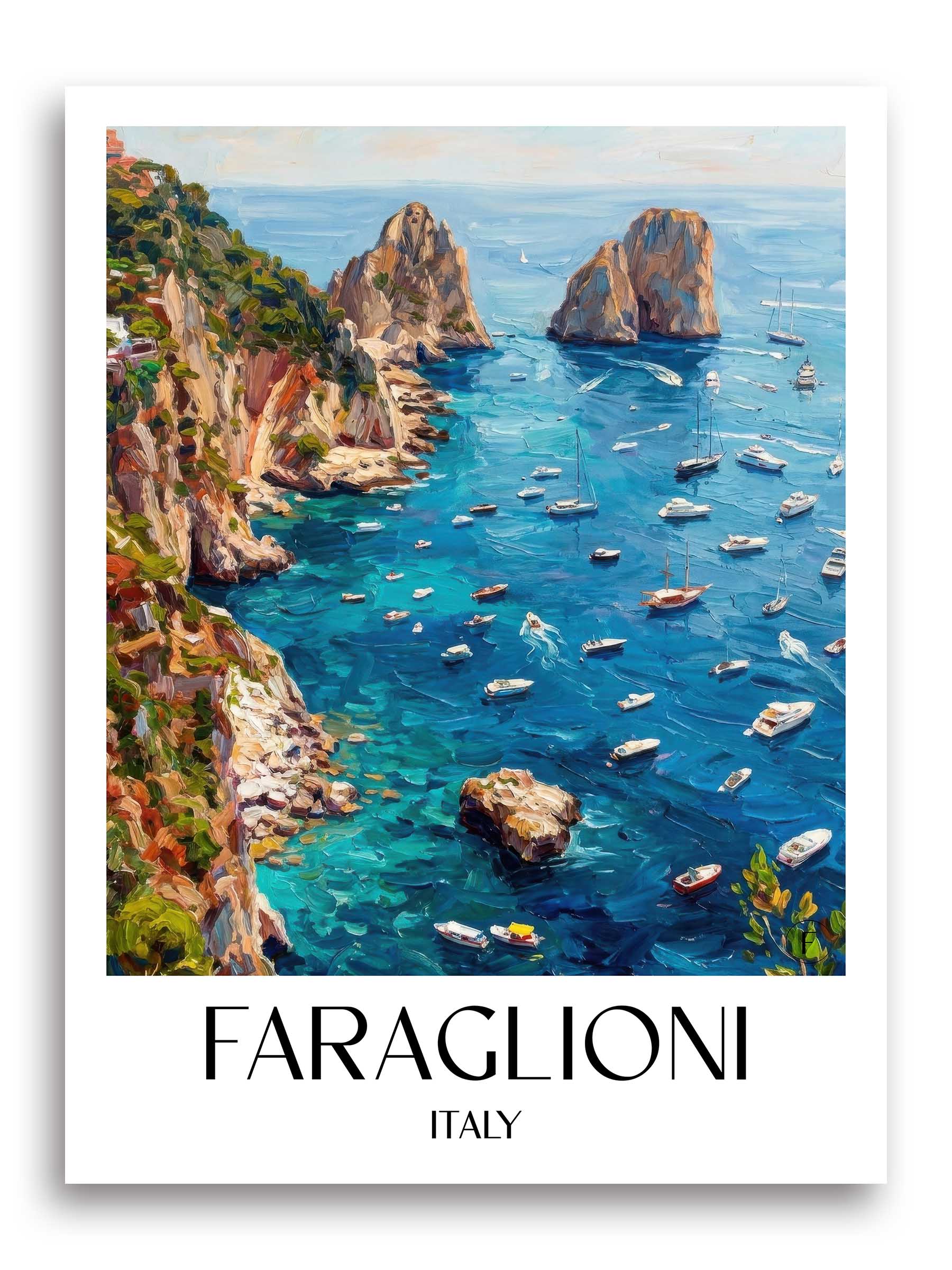Faraglioni Poster - Capri - Italien Kunstdruck - Ölgemälde von A4 bis A1