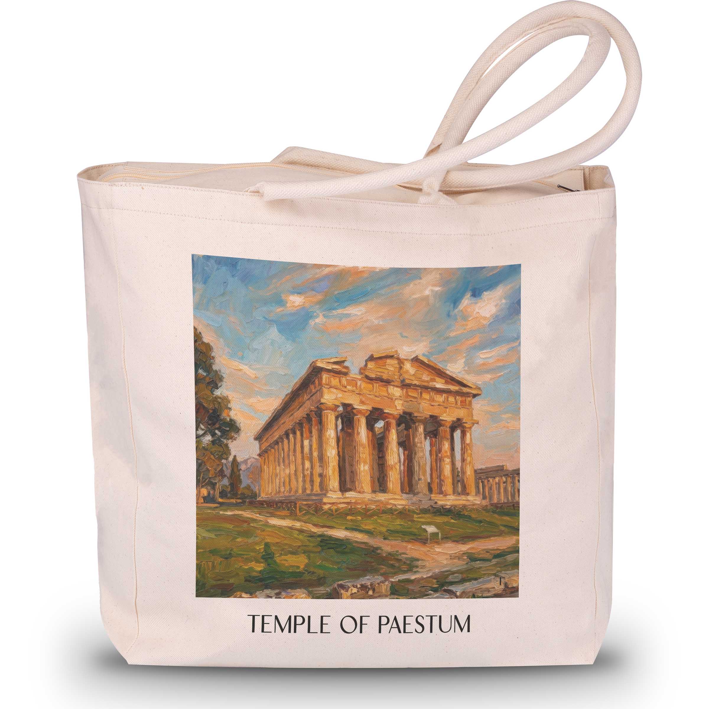 Tempel von Paestum Shopping Tasche - Kampanien - Italien Tote Bag - Einkaufstasche im Ölgemälde Stil