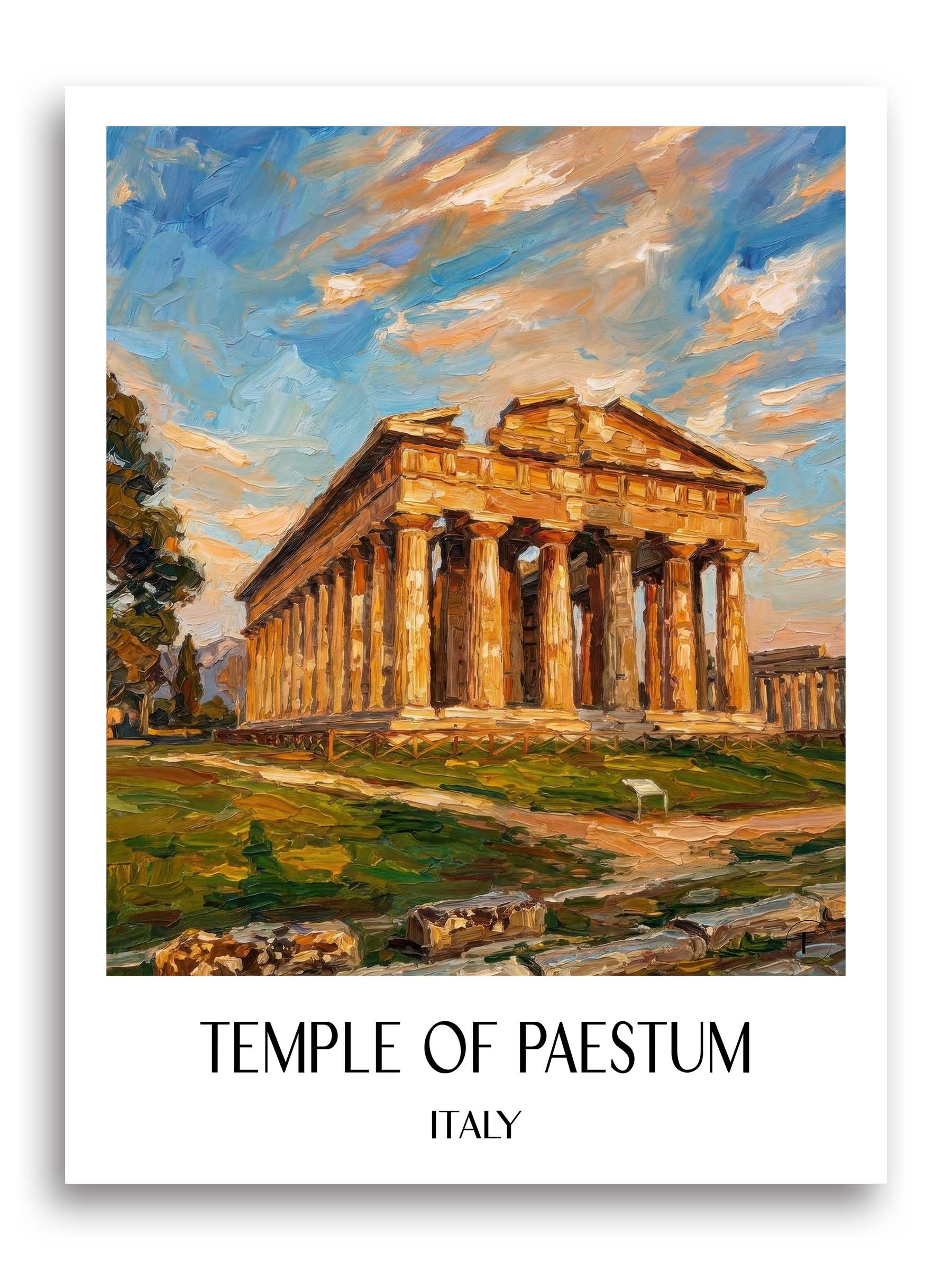 Tempel von Paestum Poster - Kampanien - Italien Kunstdruck - Ölgemälde von A4 bis A1