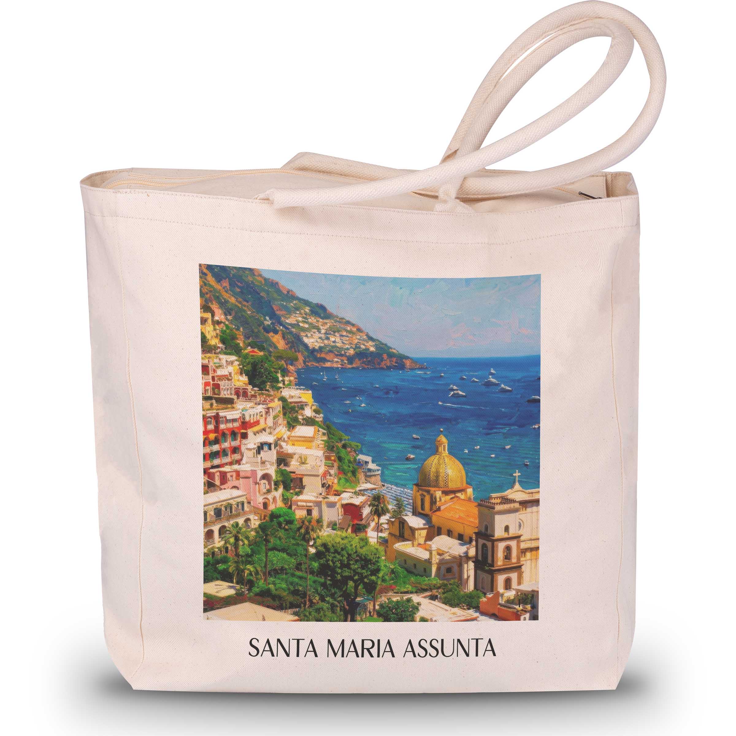 Santa Maria Assunta Shopping Tasche - Positano - Italien Tote Bag - Einkaufstasche im Ölgemälde Stil