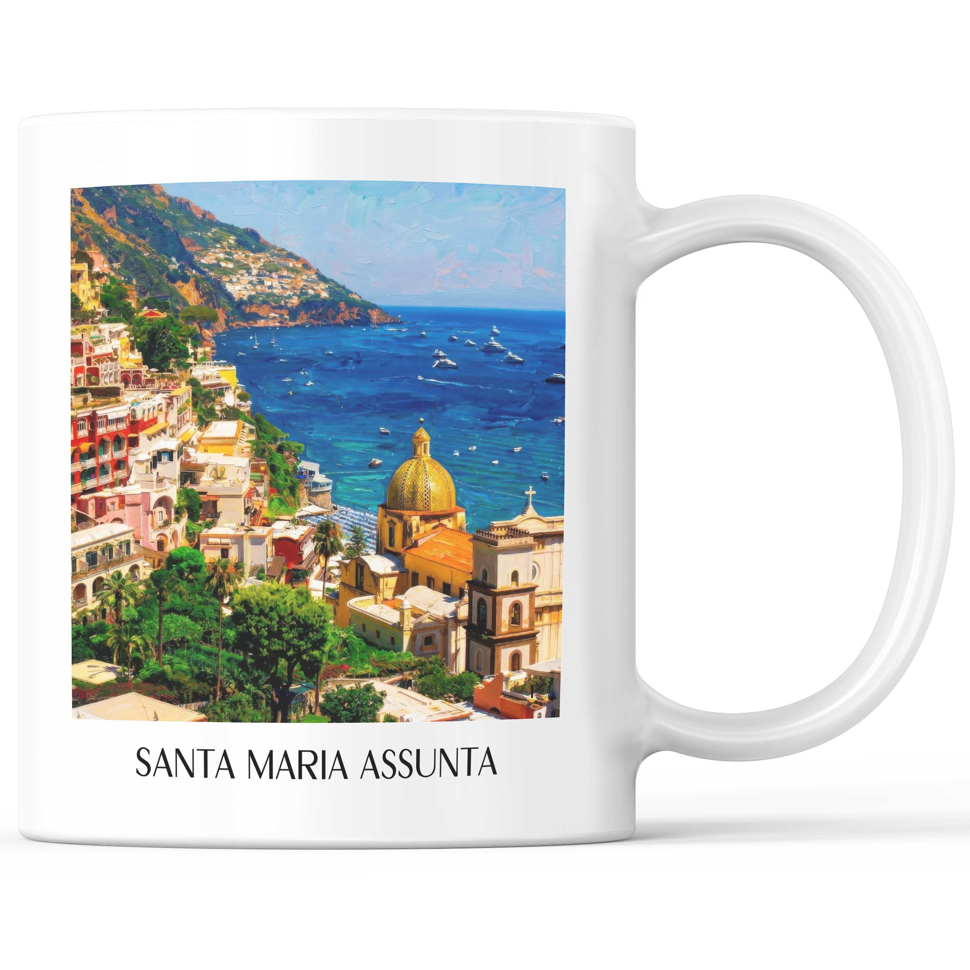 Santa Maria Assunta Kaffeebecher - Positano - Italien Becher - Kaffeetasse im Ölgemälde Stil