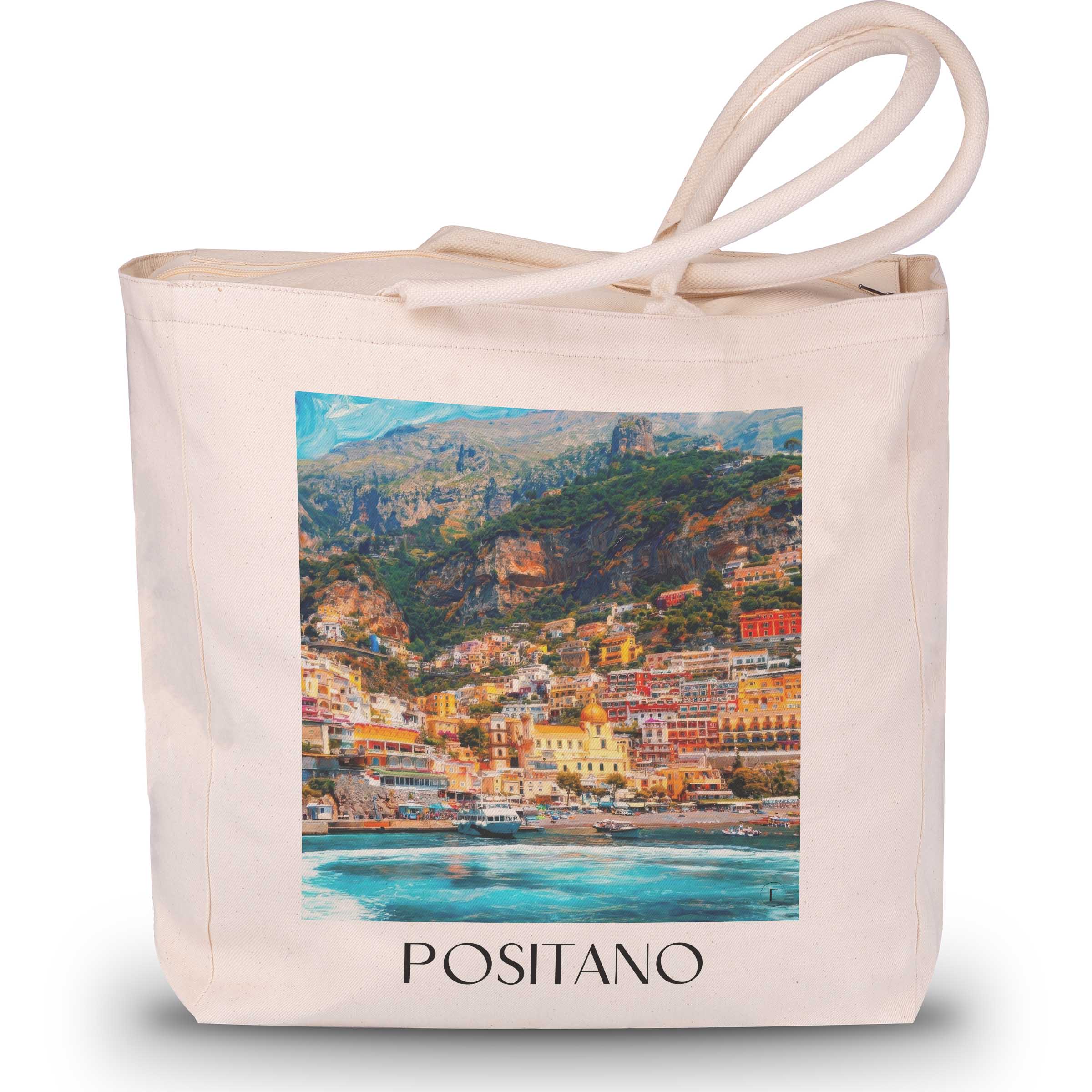 Positano Shopping Tasche - Kampanien - Italien Tote Bag - Einkaufstasche im Ölgemälde Stil