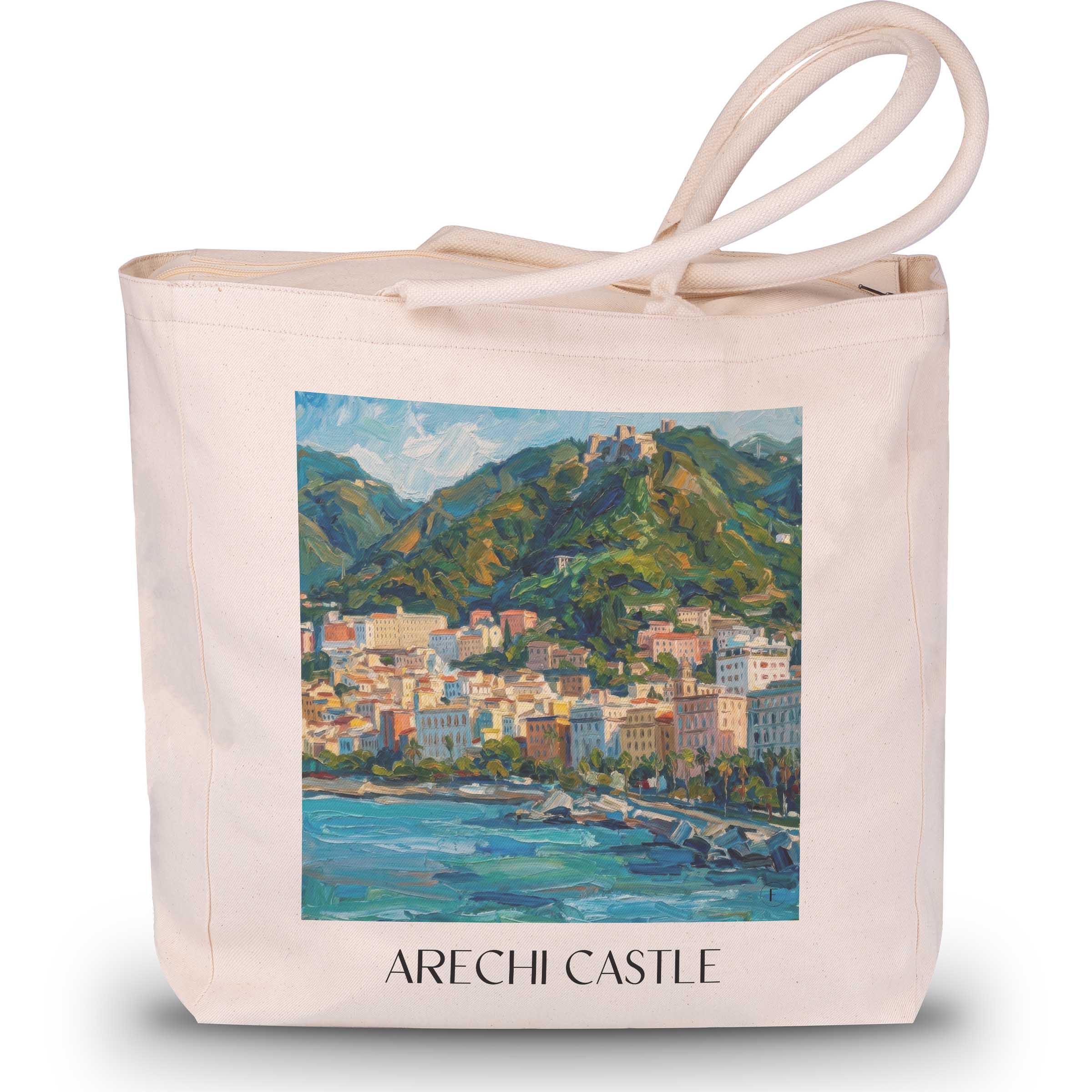Castello di Arechi Shopping Tasche - Salerno - Italien Tote Bag - Einkaufstasche im Ölgemälde Stil