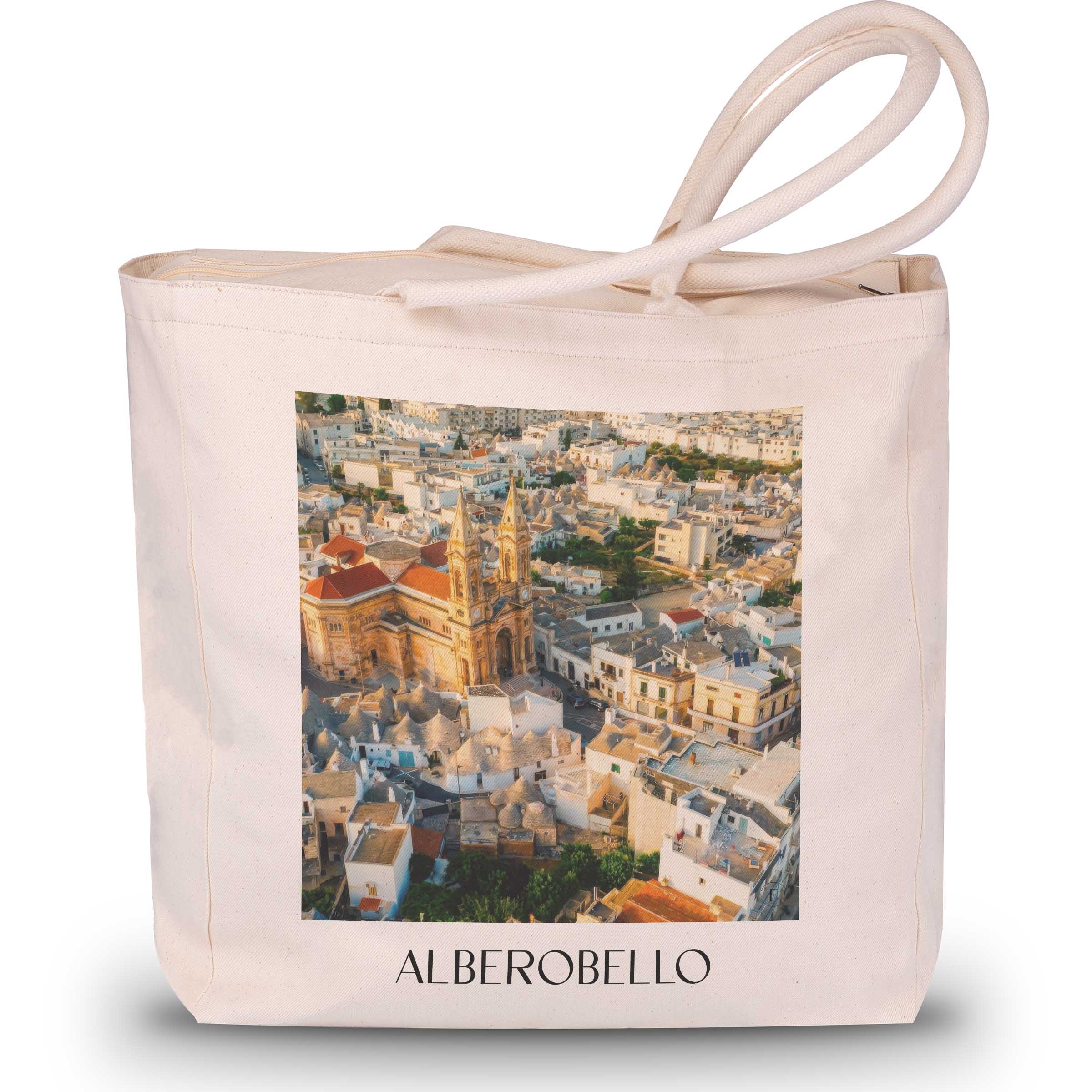 Alberobello Shopping Tasche - Apulien - Italien Tote Bag - Einkaufstasche im Ölgemälde Stil